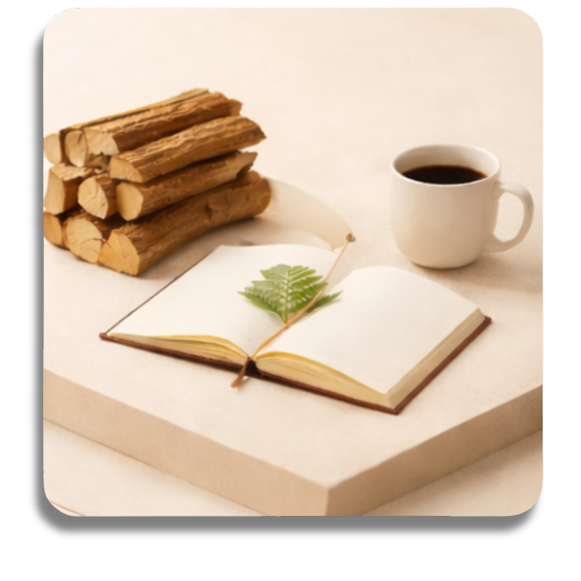 journal and coffee