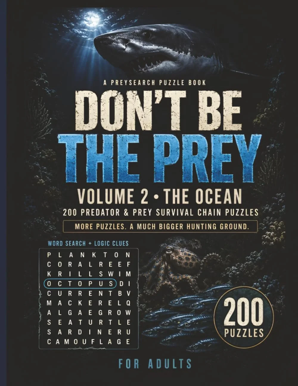 Don't Be the Prey Volume 2 The Ocean ocean predator and prey word search puzzle book cover