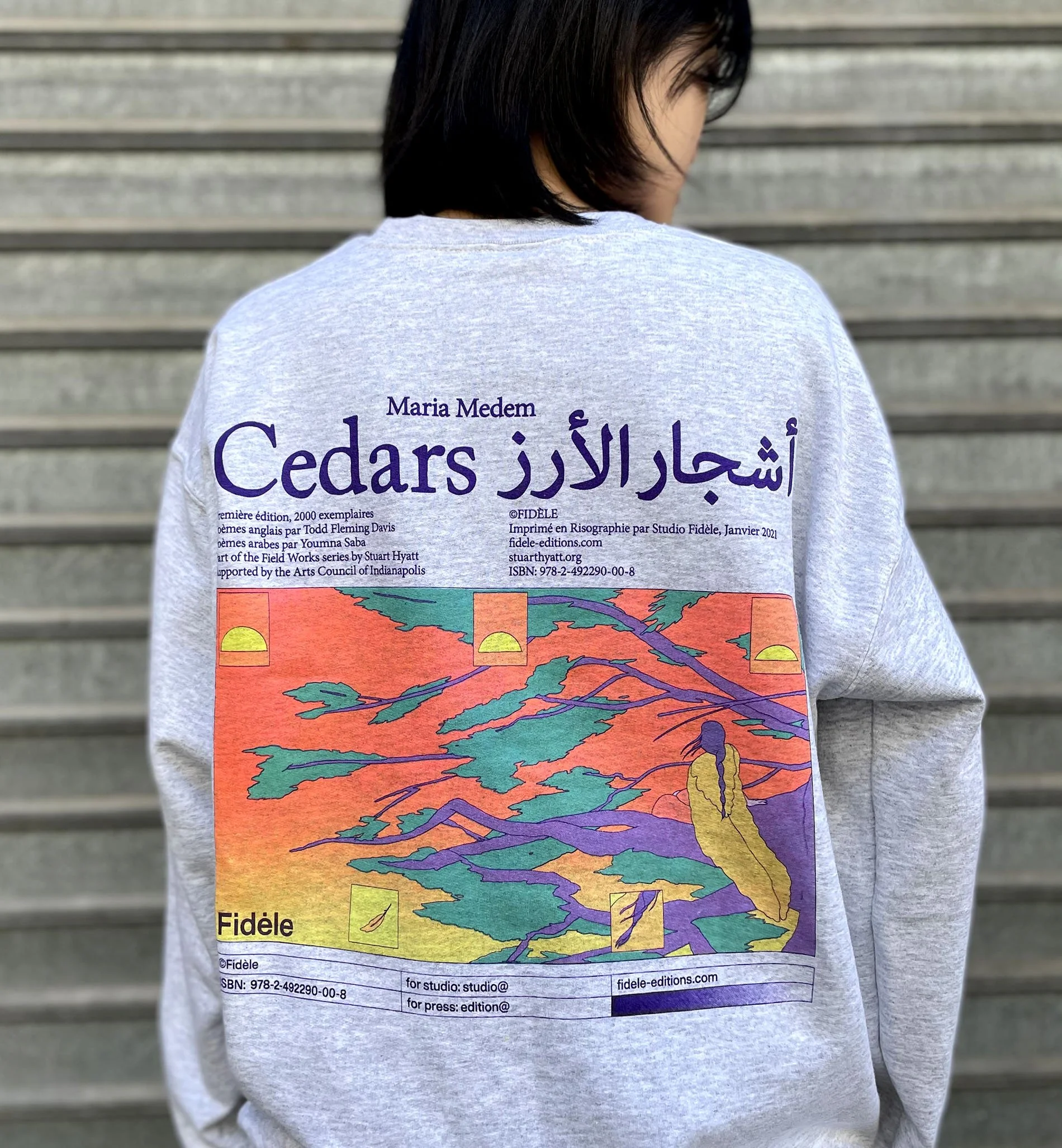 Sérigraphie sur sweat — Atelier A+ — Studio Fidèle — Mariam Medem — Cedars / vue de dos
