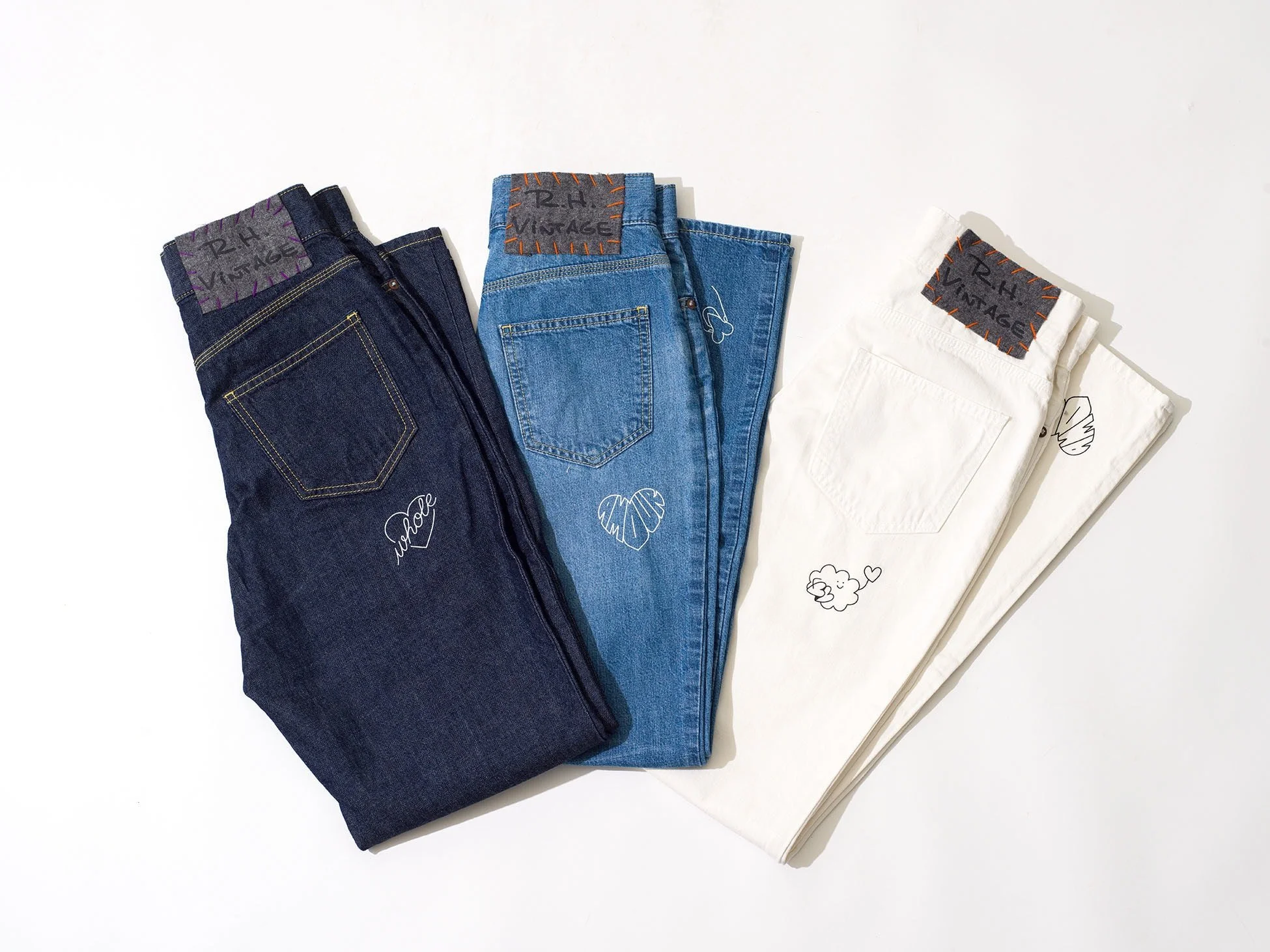 Sérigraphie miniature sur jean vintage — Atelier A+ — Ron Herman — Jean André