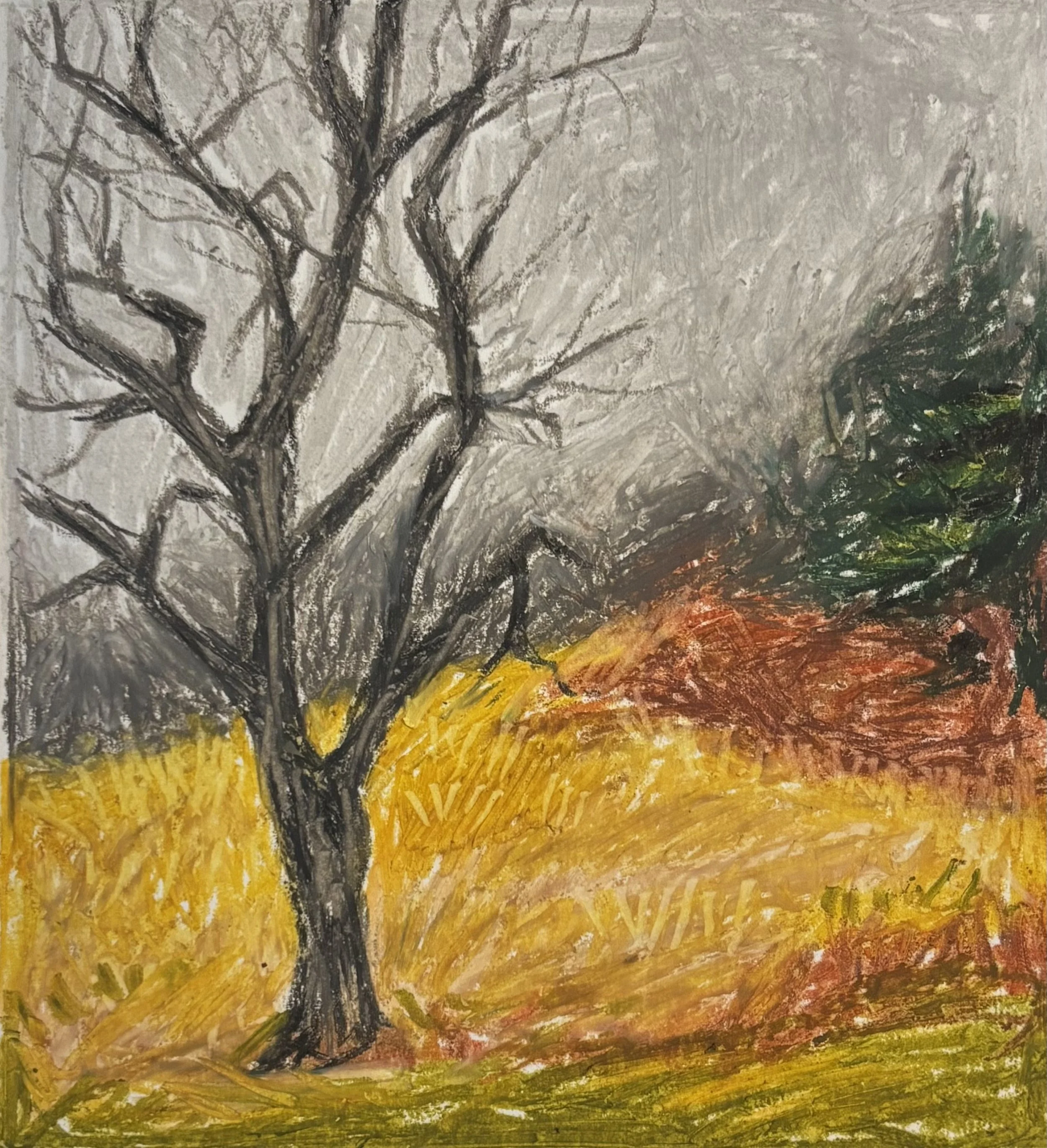 Ode to a Rainy Day, oil pastel