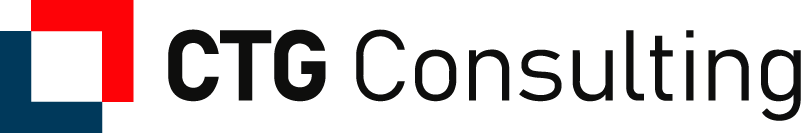 Logo von CTG Consulting mit roten und schwarzen Balken