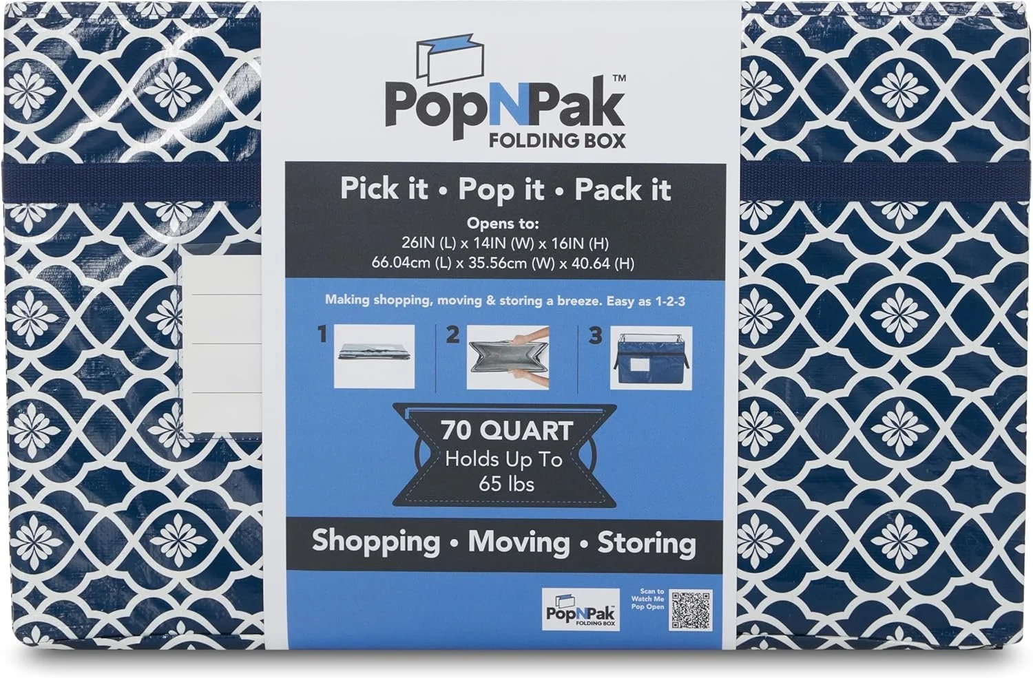 26" Trellis Blue Collapsible Storage Box