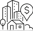Edificio con simbolo del dollaro sopra, scenario urbano.