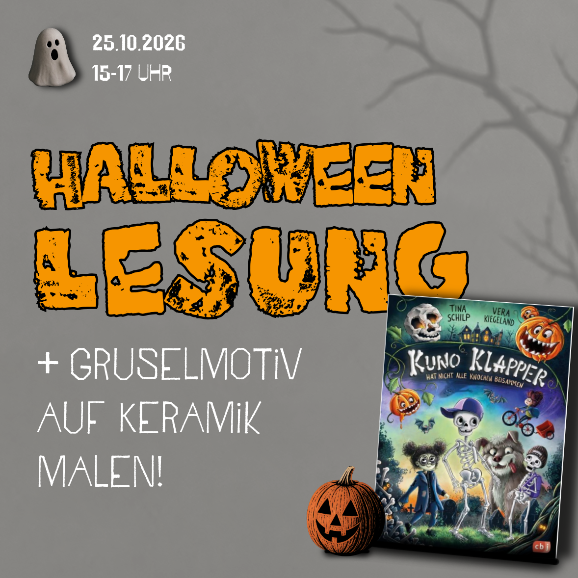 So, 25. Okt. von 15-17 Uhr : Halloween-Lesung + Keramik bemalen [ab 8 J.]