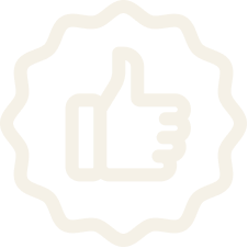 Thumbs up icon inside a badge or seal