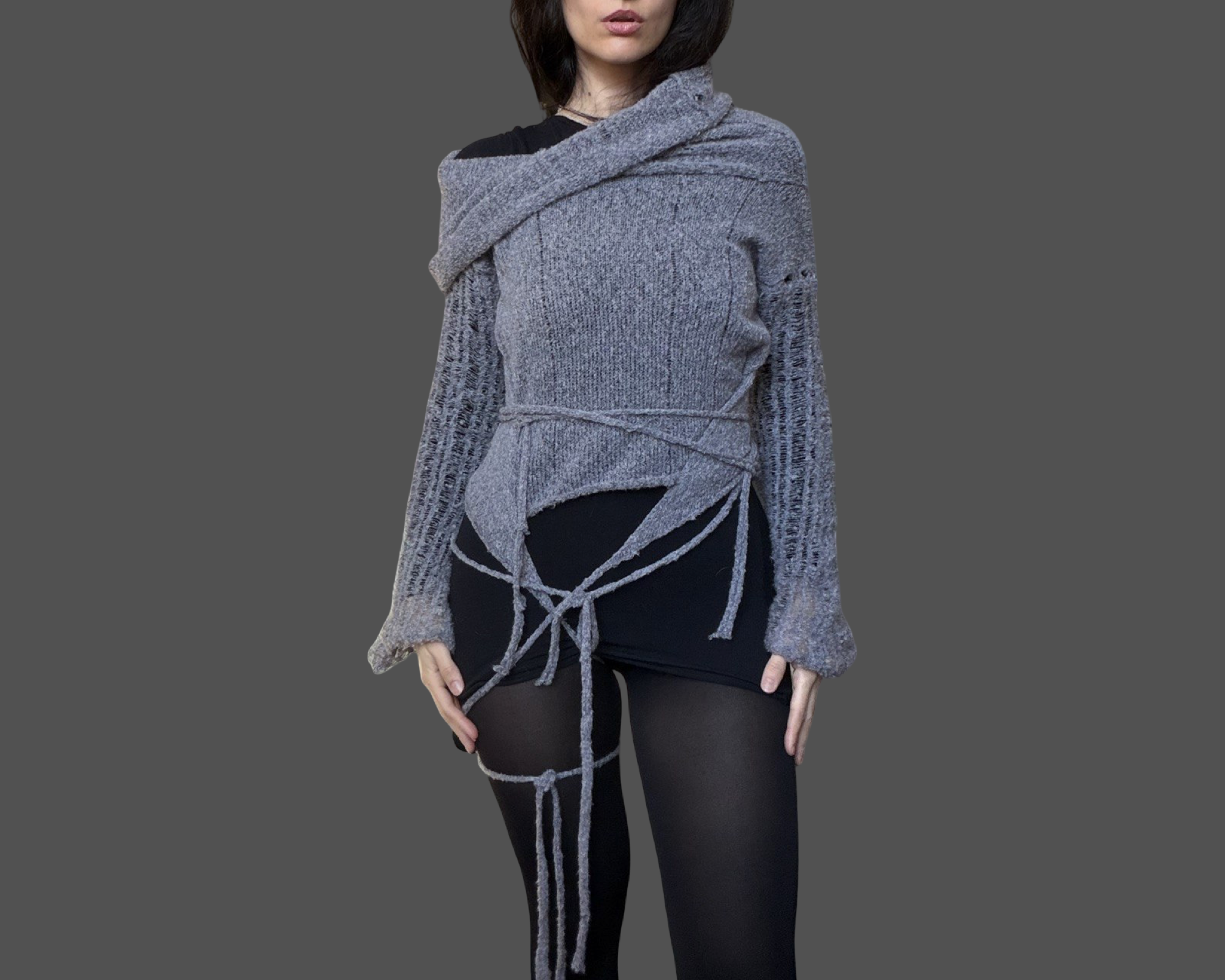 Petra long-sleeved distressed knit top