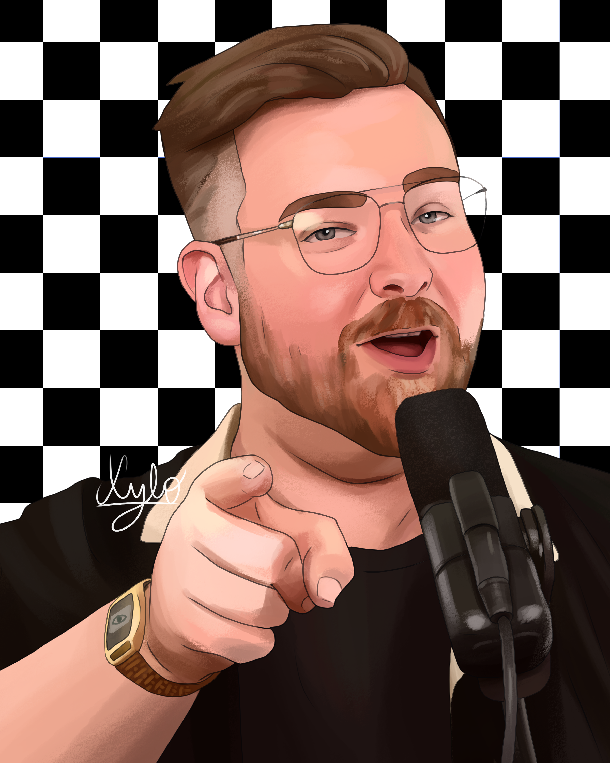 Thomas Tomska Ridgewell pointing at you whil holding microphone meme movie essay black shirt.png