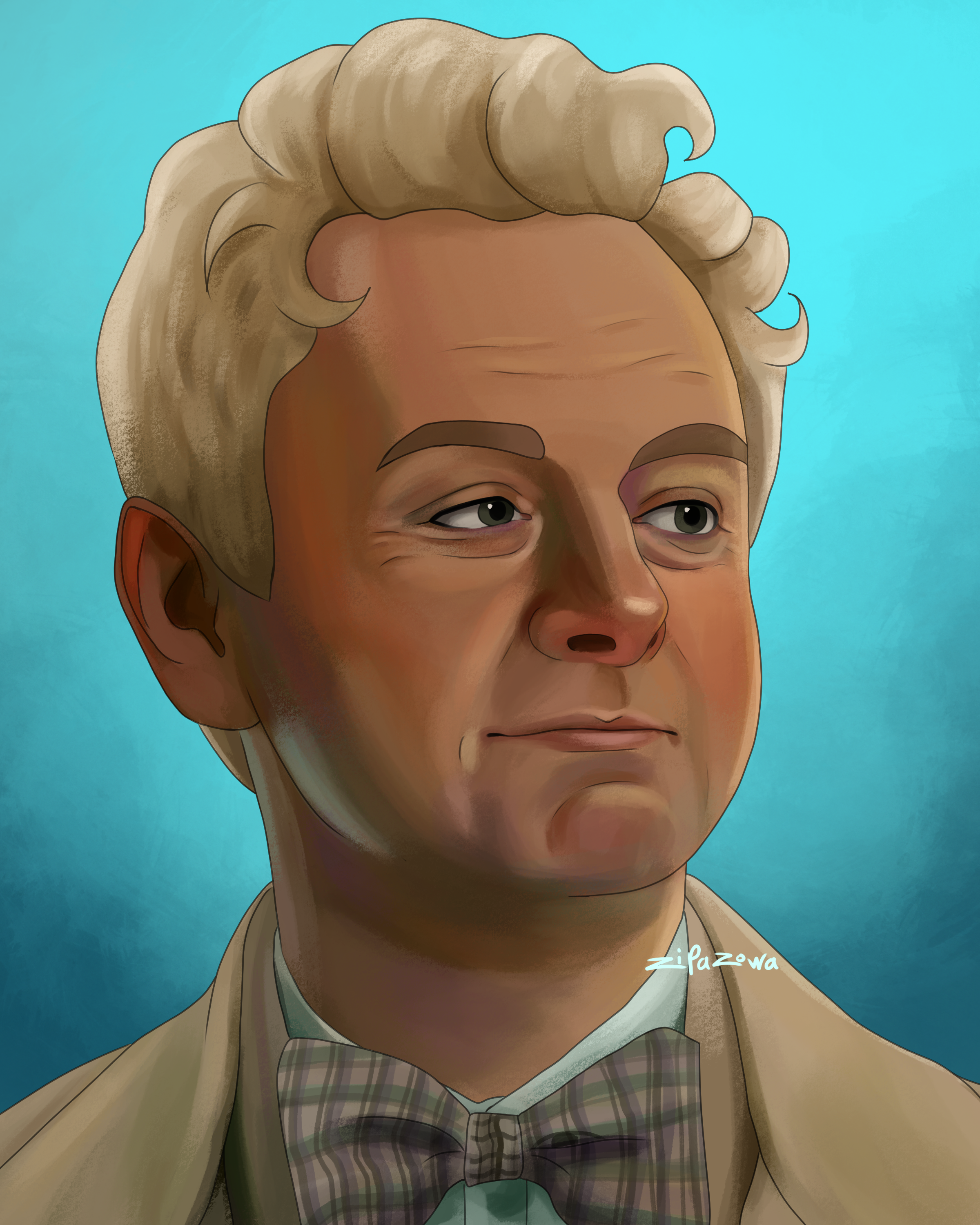 aziraphale good omens portait to go with crowley 1.png