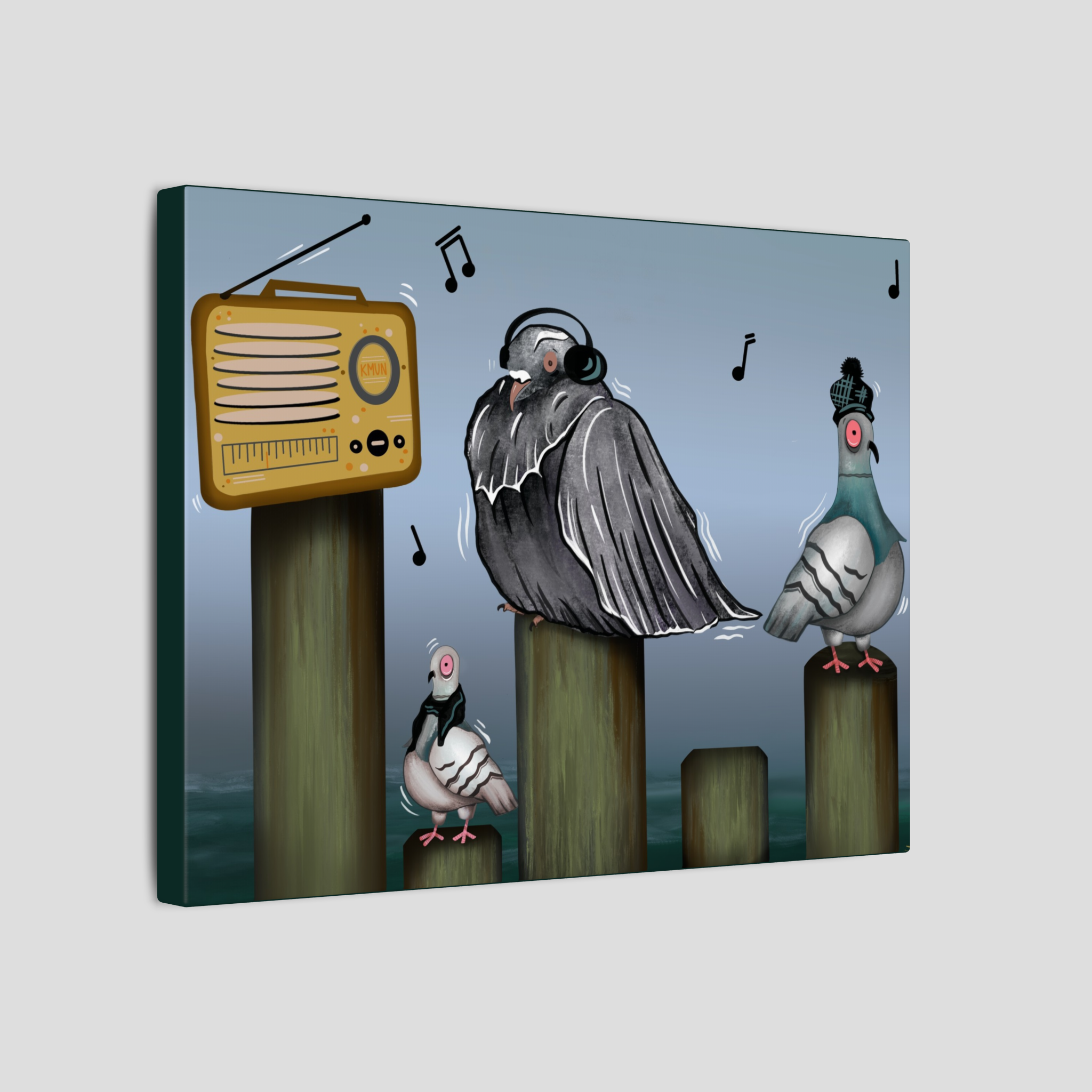 ‘Local Pigeons’ Canvas Wrapped Print