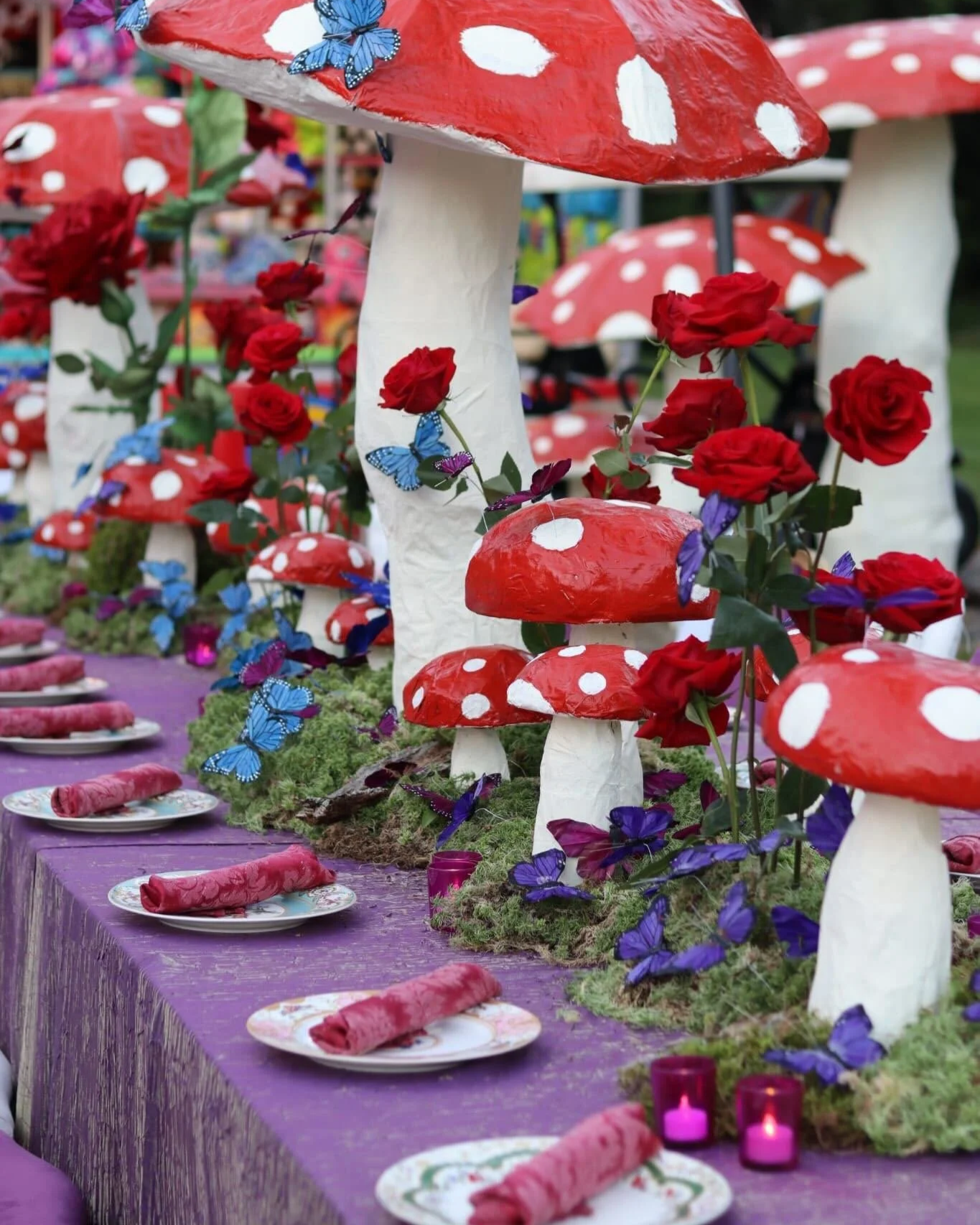 Mushrooms, ranging from 12" to 6' tall