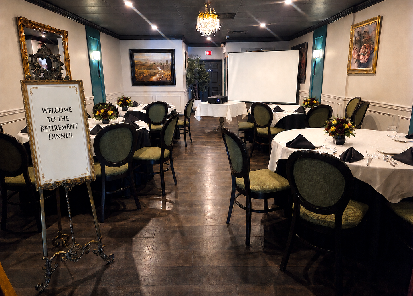 Our Private Room 2 set up for a retirement dinner