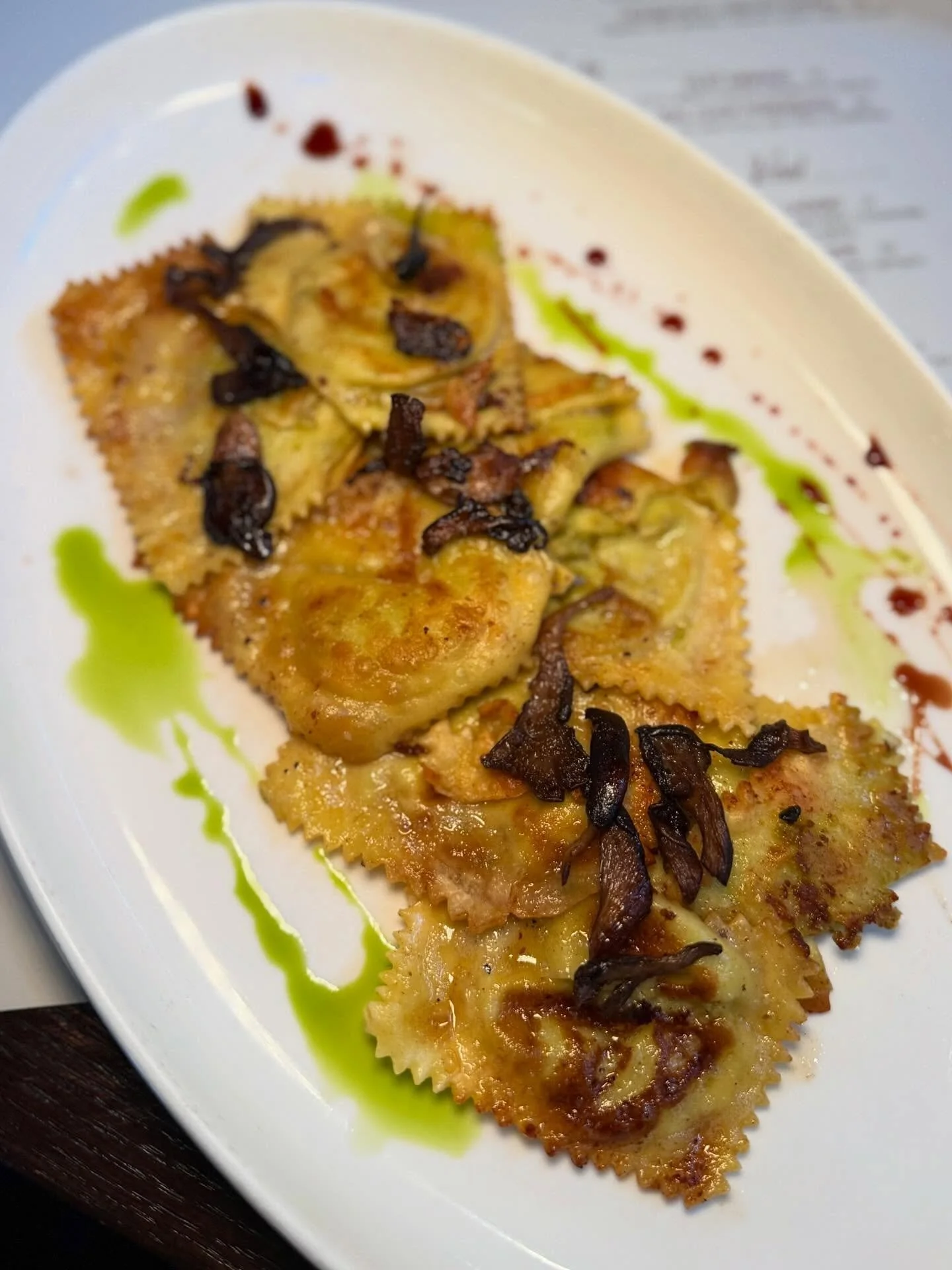 Crispy homemade short rib ravioli &mdash; A show stopping entree!🤩