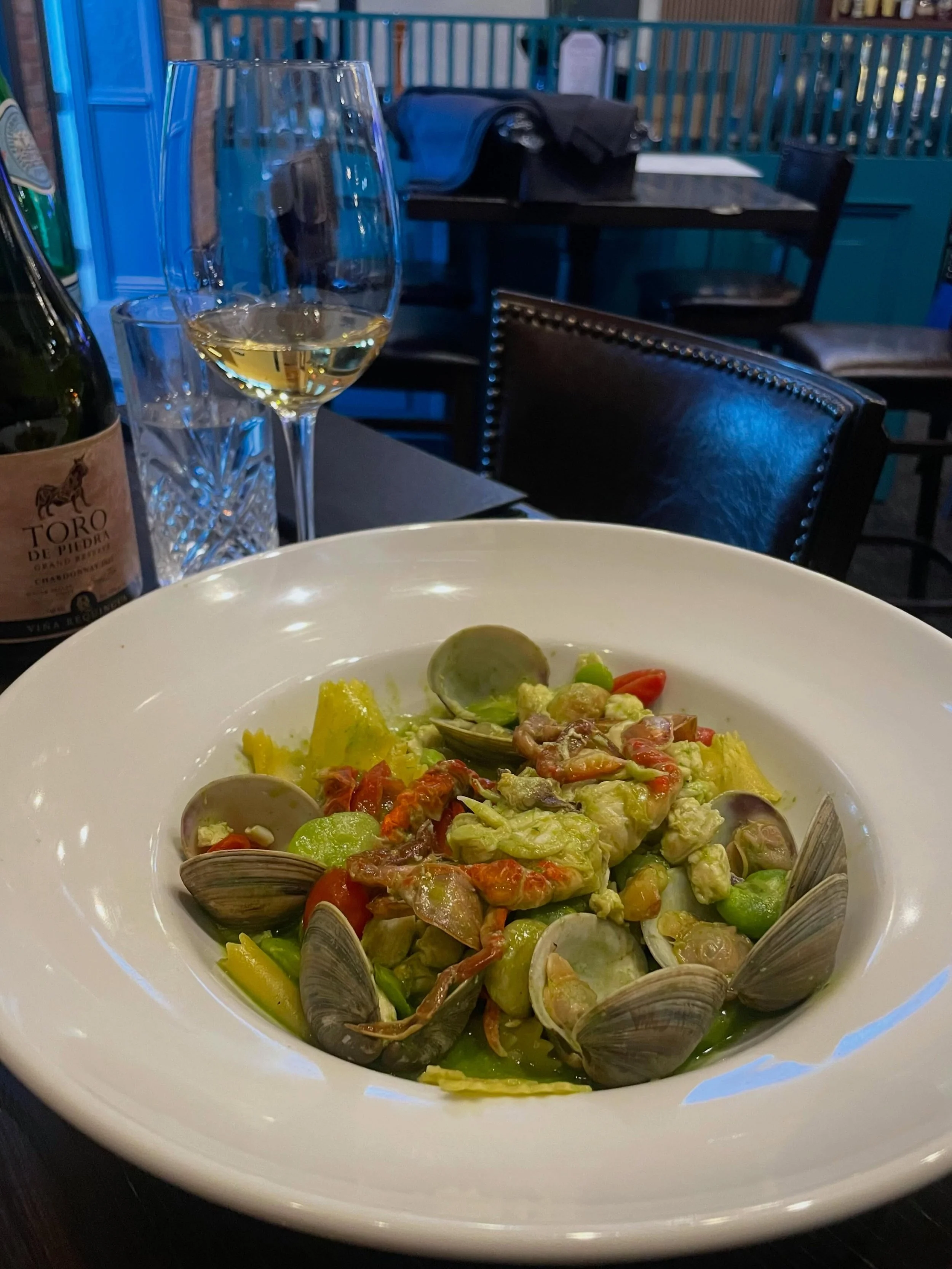 NEW SPECIAL!🦀✨ Soft shell crab with fresh clams &amp; crab meat, tossed in our homemade pasta with ramps in season and an olive oil pesto sauce!🌱