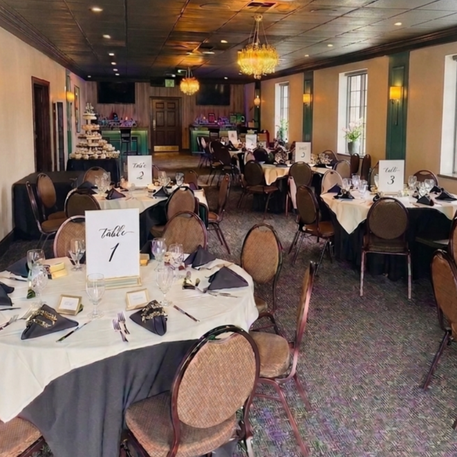 Our Fountain Room set up for a wedding reception