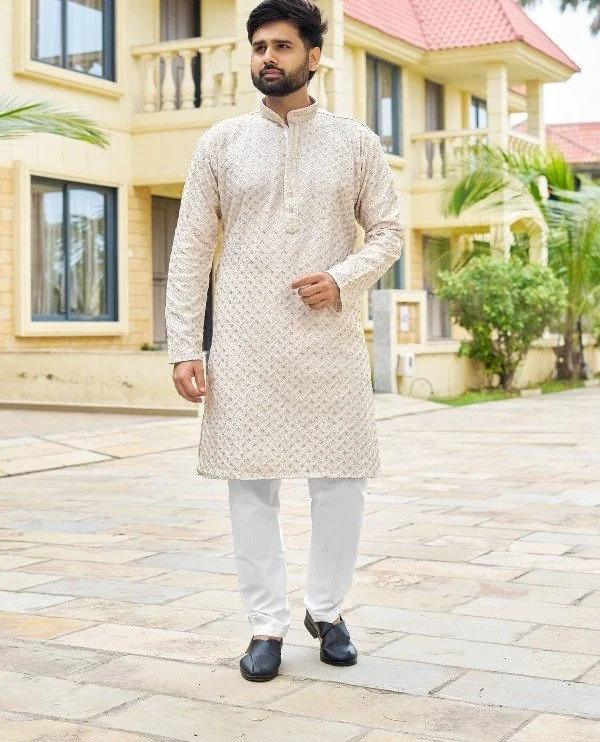 New Designer Pastel Mens Kurta