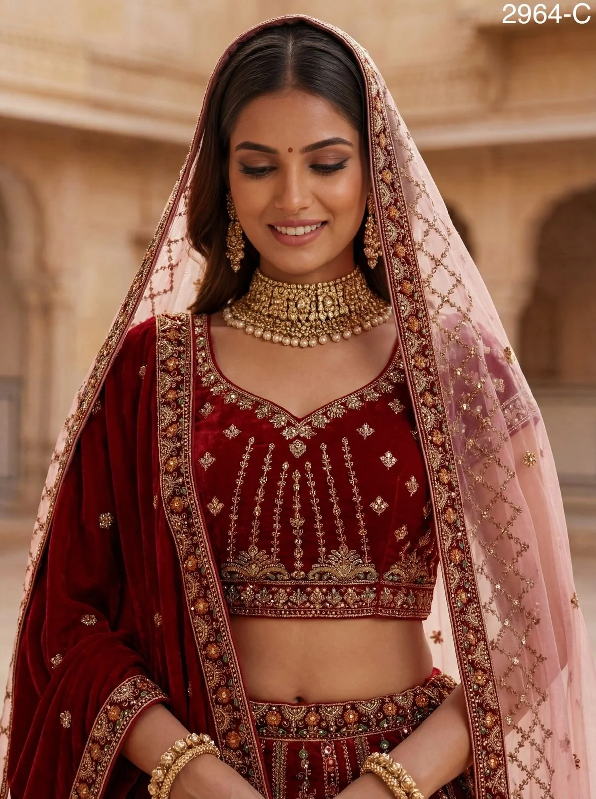 Anjani Velvet Lehenga Choli + Two Beautiful Dupatta Collection