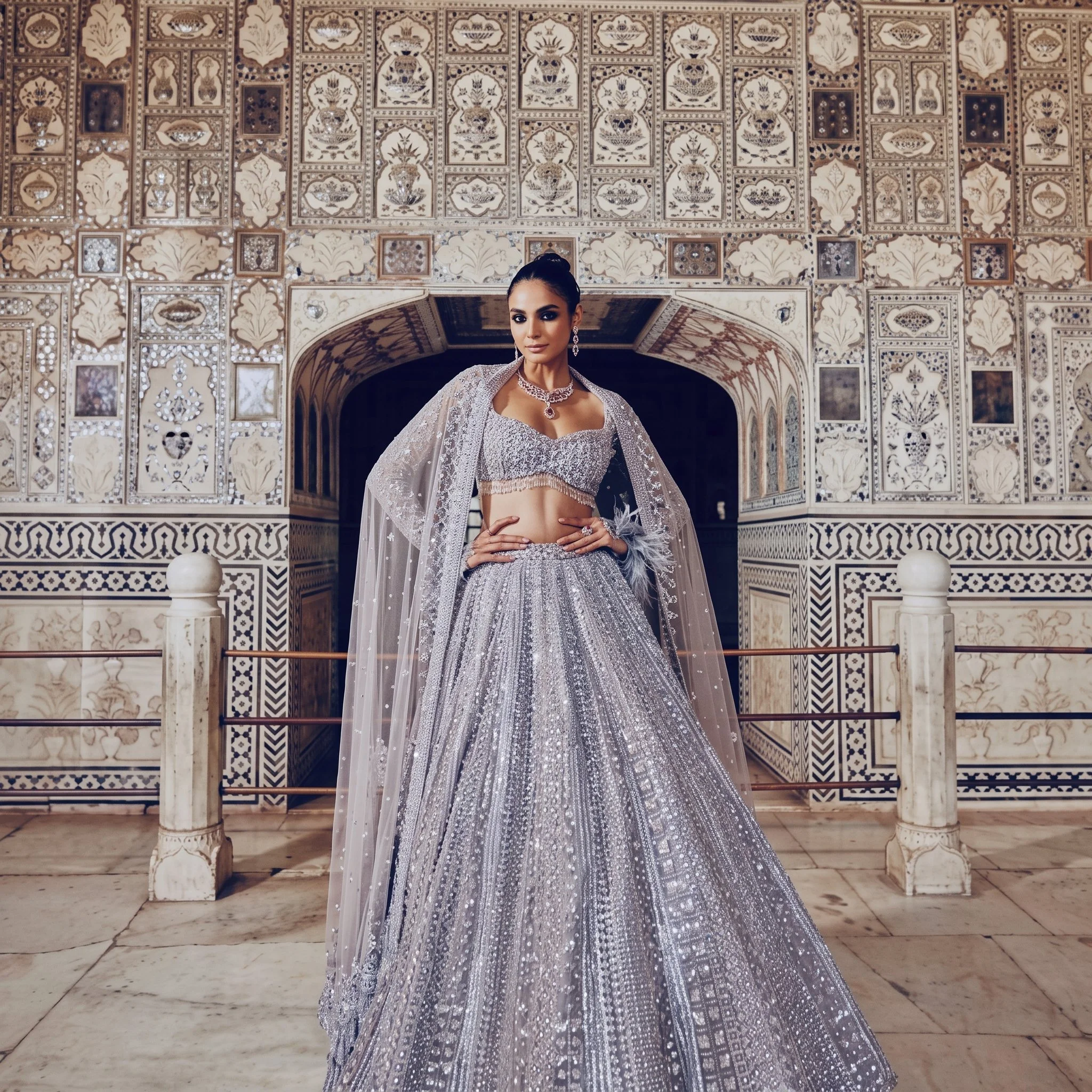 Glittery Grey Lehenga Set