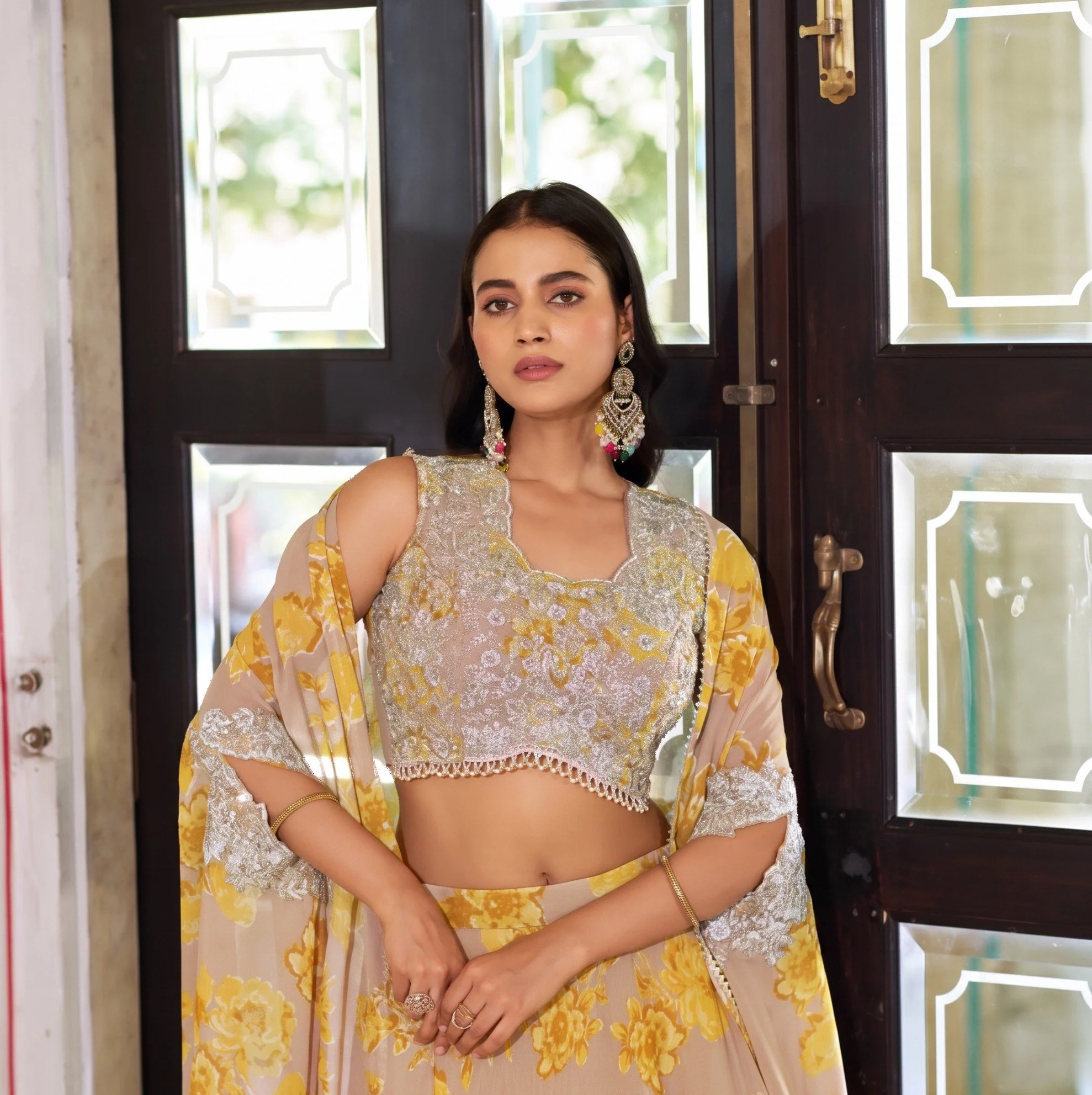 Floral Designer Cape Style Lehenga