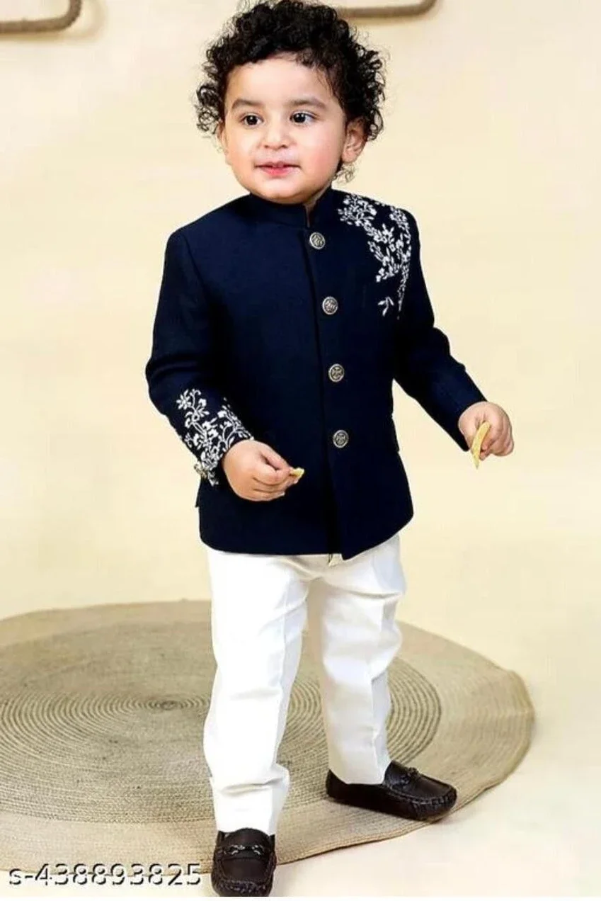Boys Navy Festive Embroidery Set