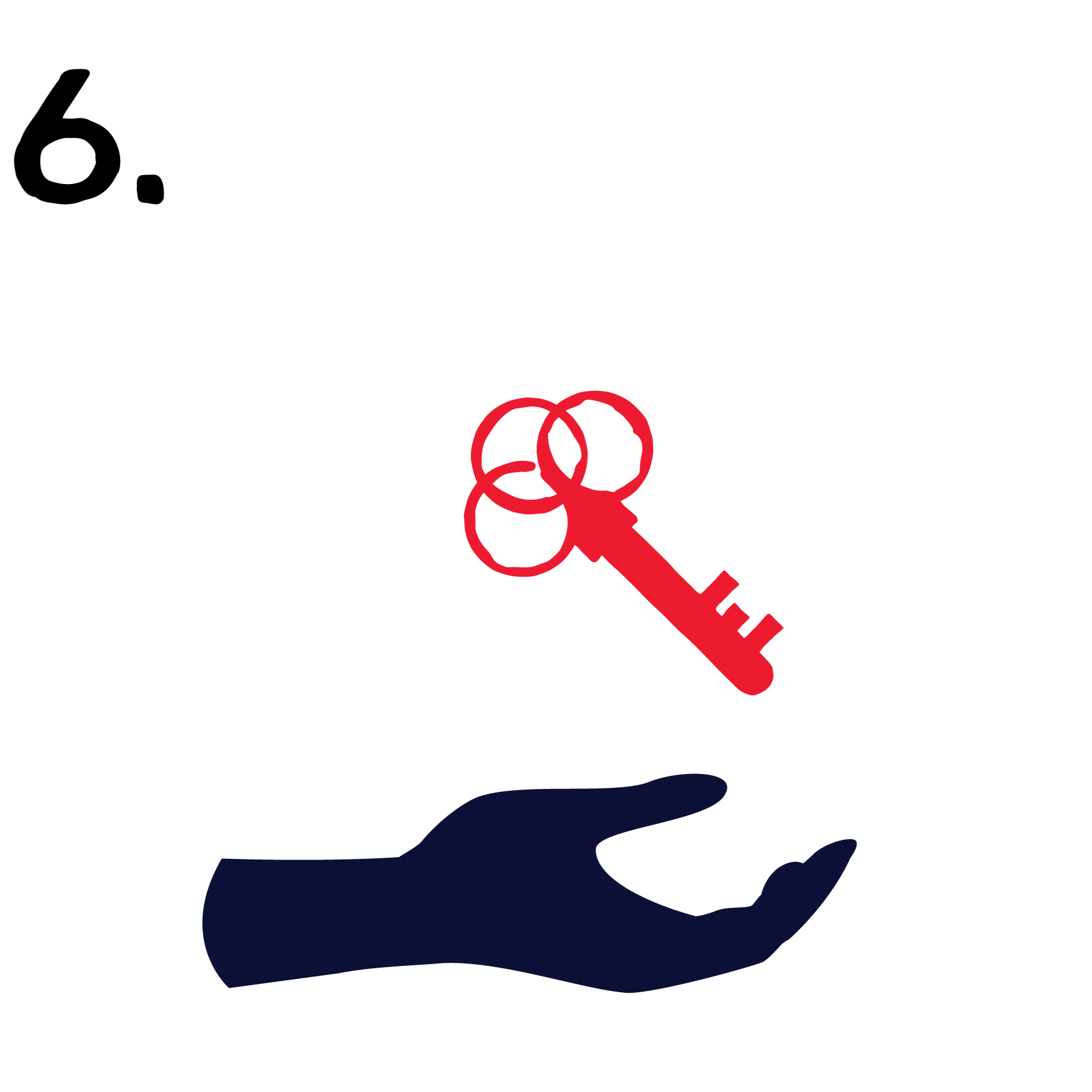 An illustration of a key floating over an open hand