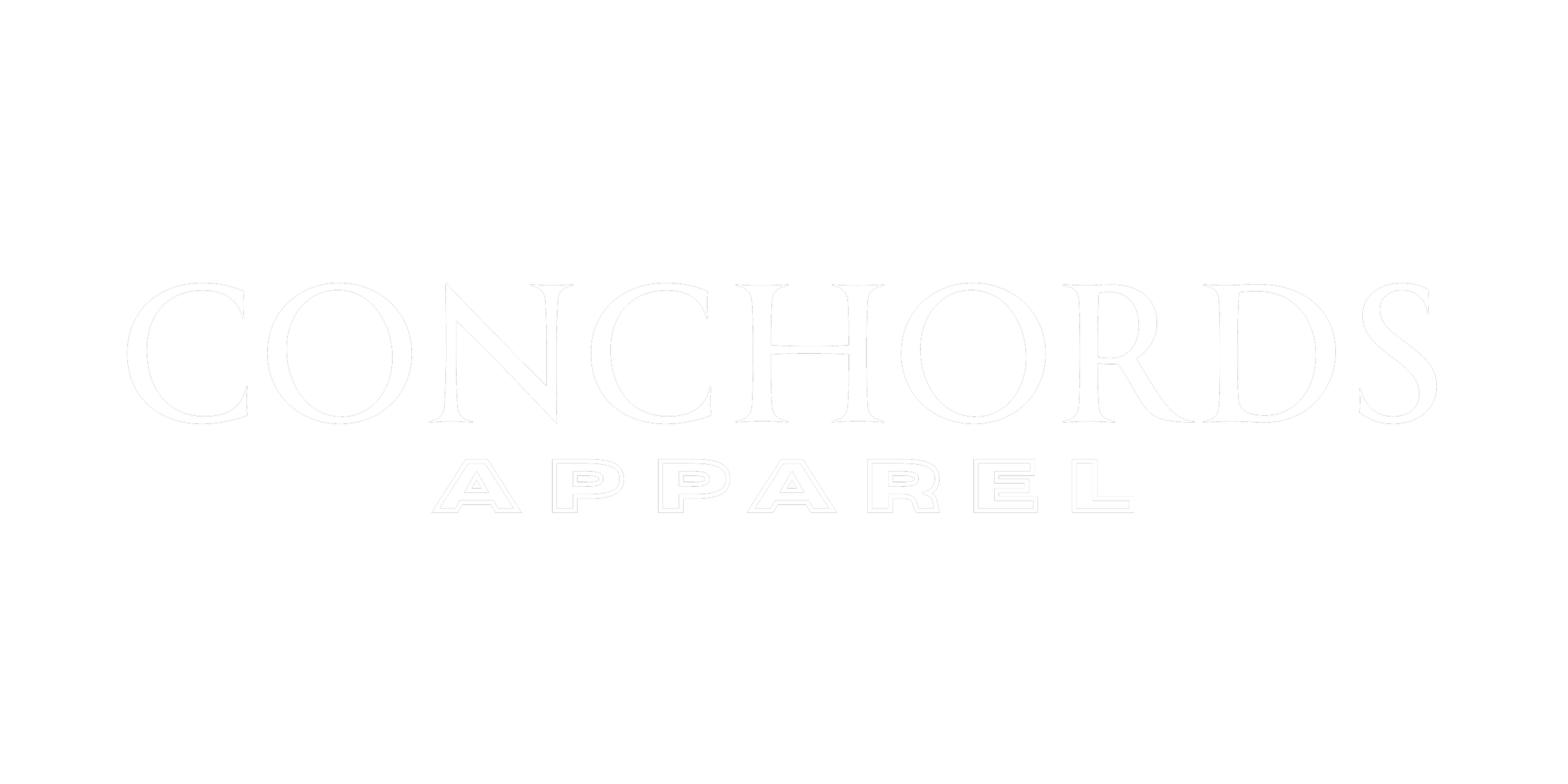 Logo for Conchords Apparel with white text on black background.