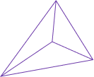 A wireframe triangle in purple with lines connecting the vertices, forming a 3D shape.