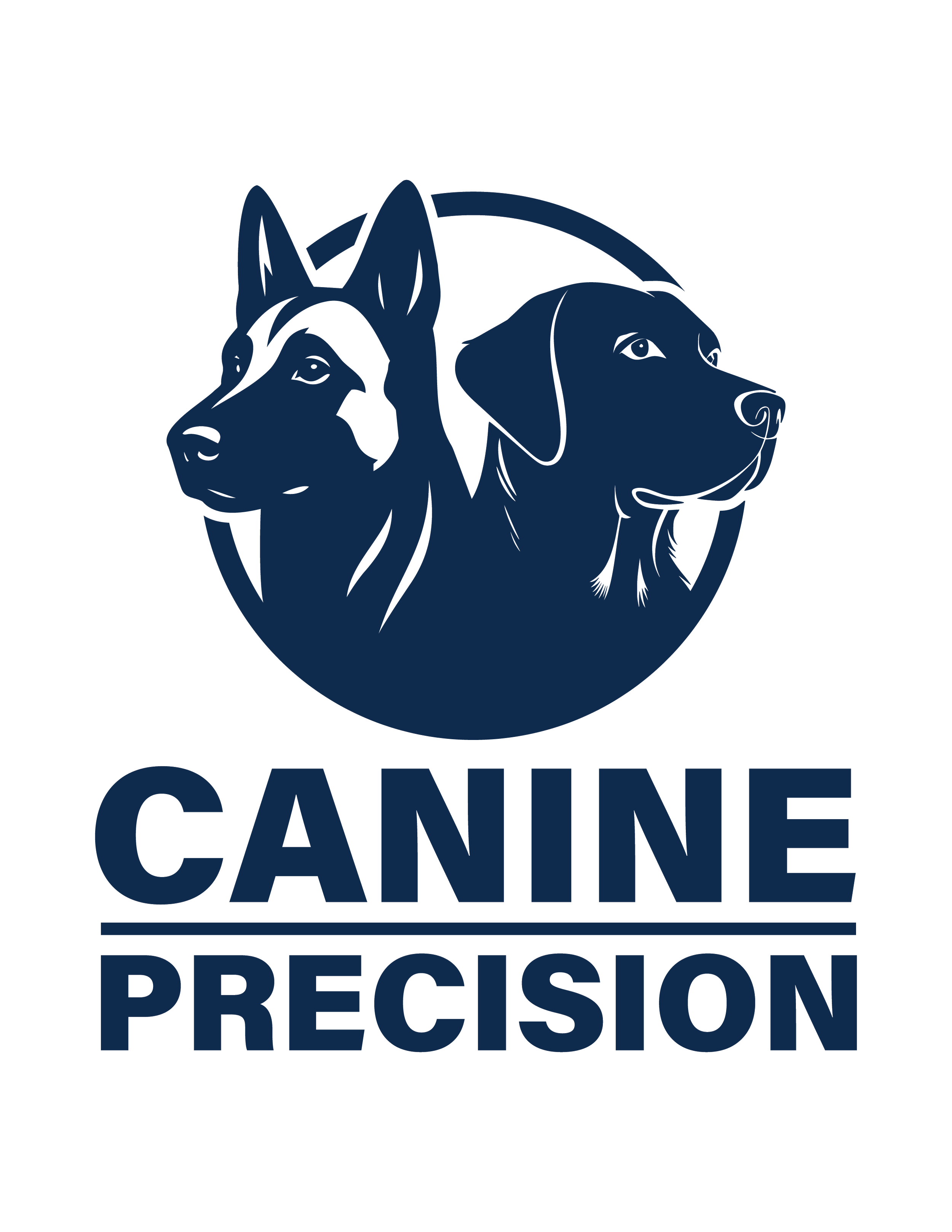 Logo featuring a husky and a Labrador dog with the text 'CANINE PRECISION' below.