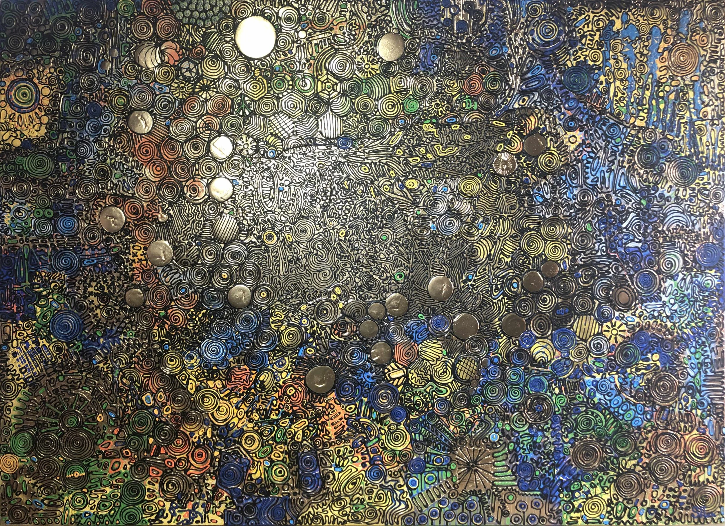 andering Lights, 2018, acrylic on canvas, 180 × 250 cm, Iryna Sushelnytska