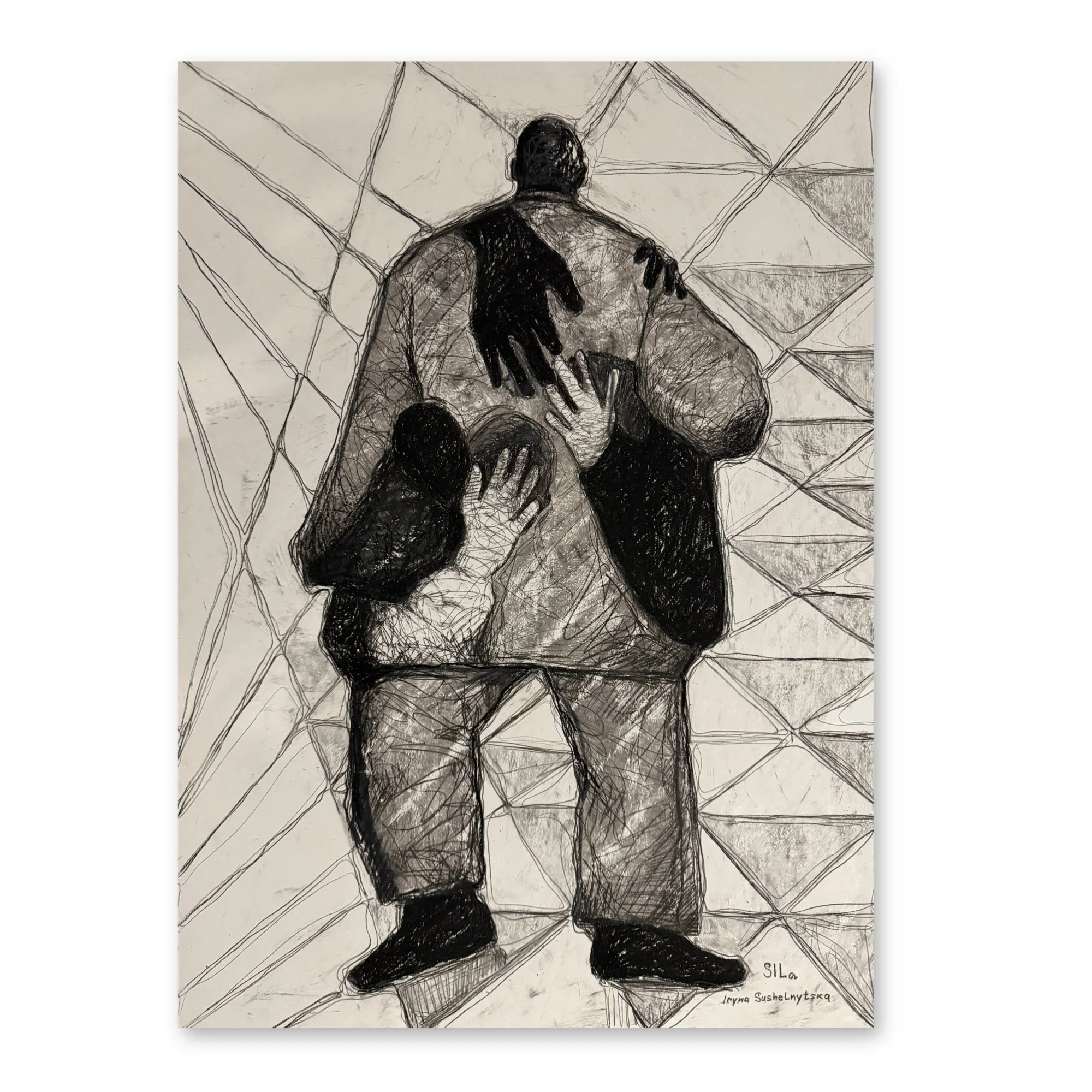 Point of Entry (2025), an original oil pastel and pencil work on paper by contemporary artist Iryna Sushelnytska, available for acquisition.