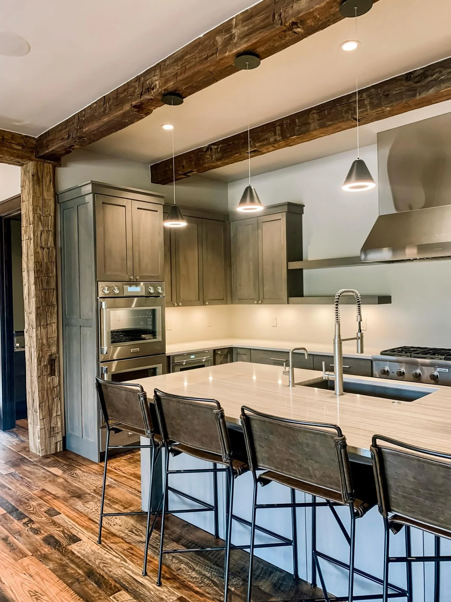 This was such a great project where we mixed reclaimed timbers and wood flooring with modern finishes throughout. It gave the home that true mountain, modern appeal. Rugged beauty + contemporary comforts - it&rsquo;s what we believe luxury mountain l