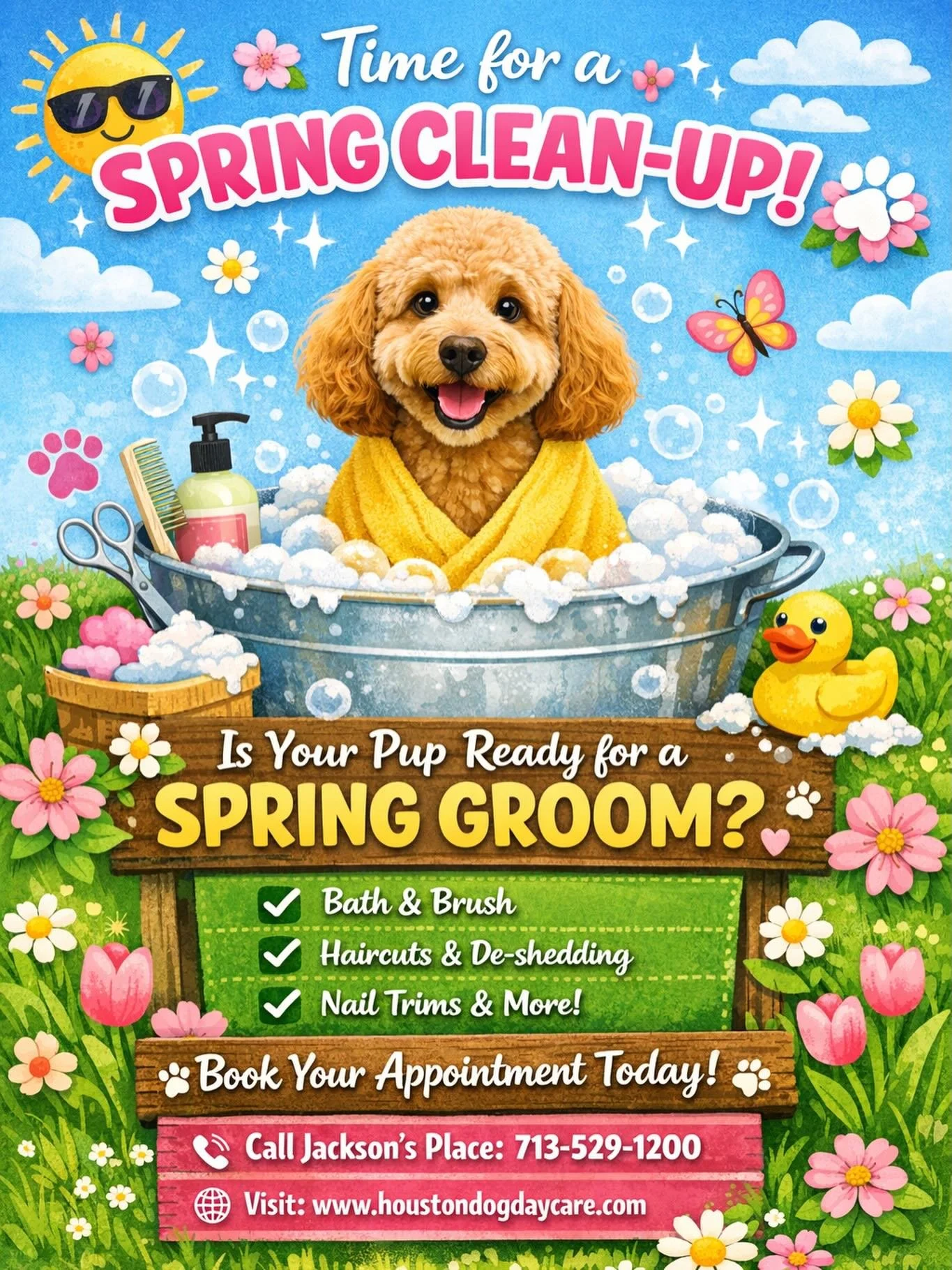 🌸🐾 Spring Clean-Up Time at Jackson&rsquo;s Place! 🐾🌸

The sun is shining, the flowers are blooming&hellip; and your pup might be holding onto a little extra winter fluff 🌼🐶

Shedding, tangles, muddy paws &mdash; oh my! Spring is the perfect tim
