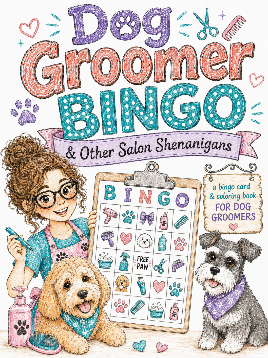 Dog Groomer Bingo - Printable Bingo Cards & Coloring Book