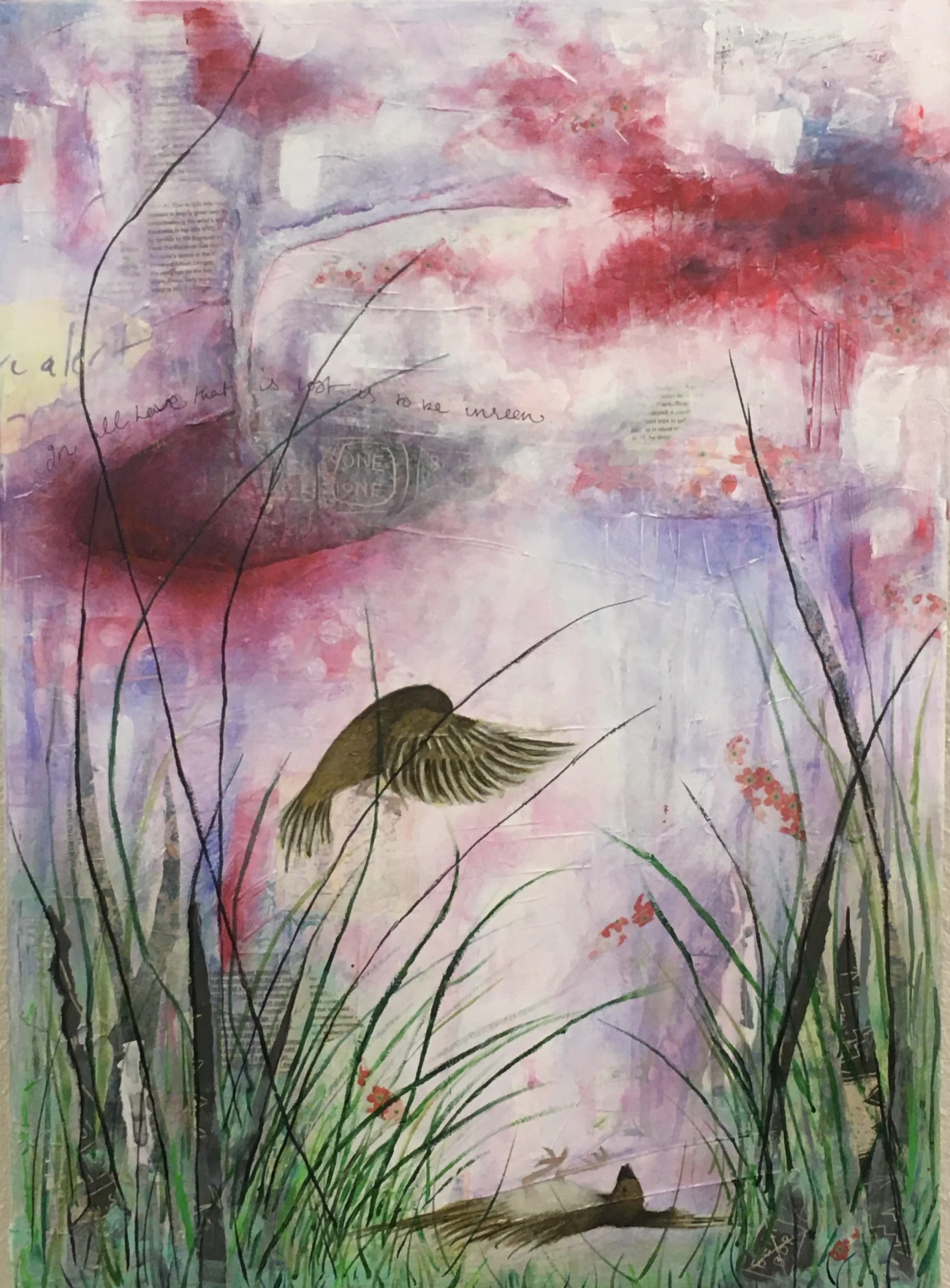 In All Love that is lost, Acylic and Mixed Media on canvas, 50x 70 cm, 2019