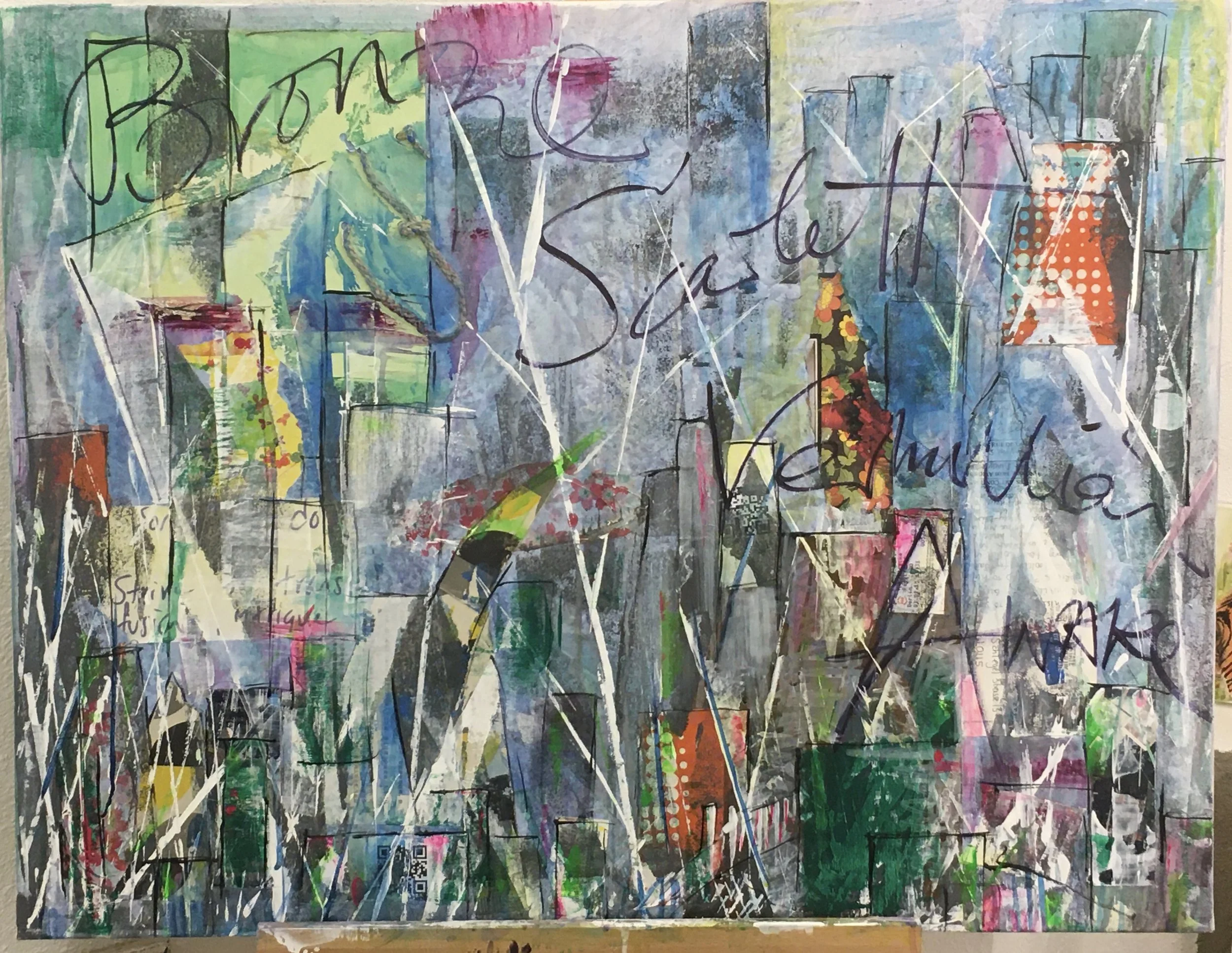 Bronze, Scarlet , Mixed Media and Acrylic,