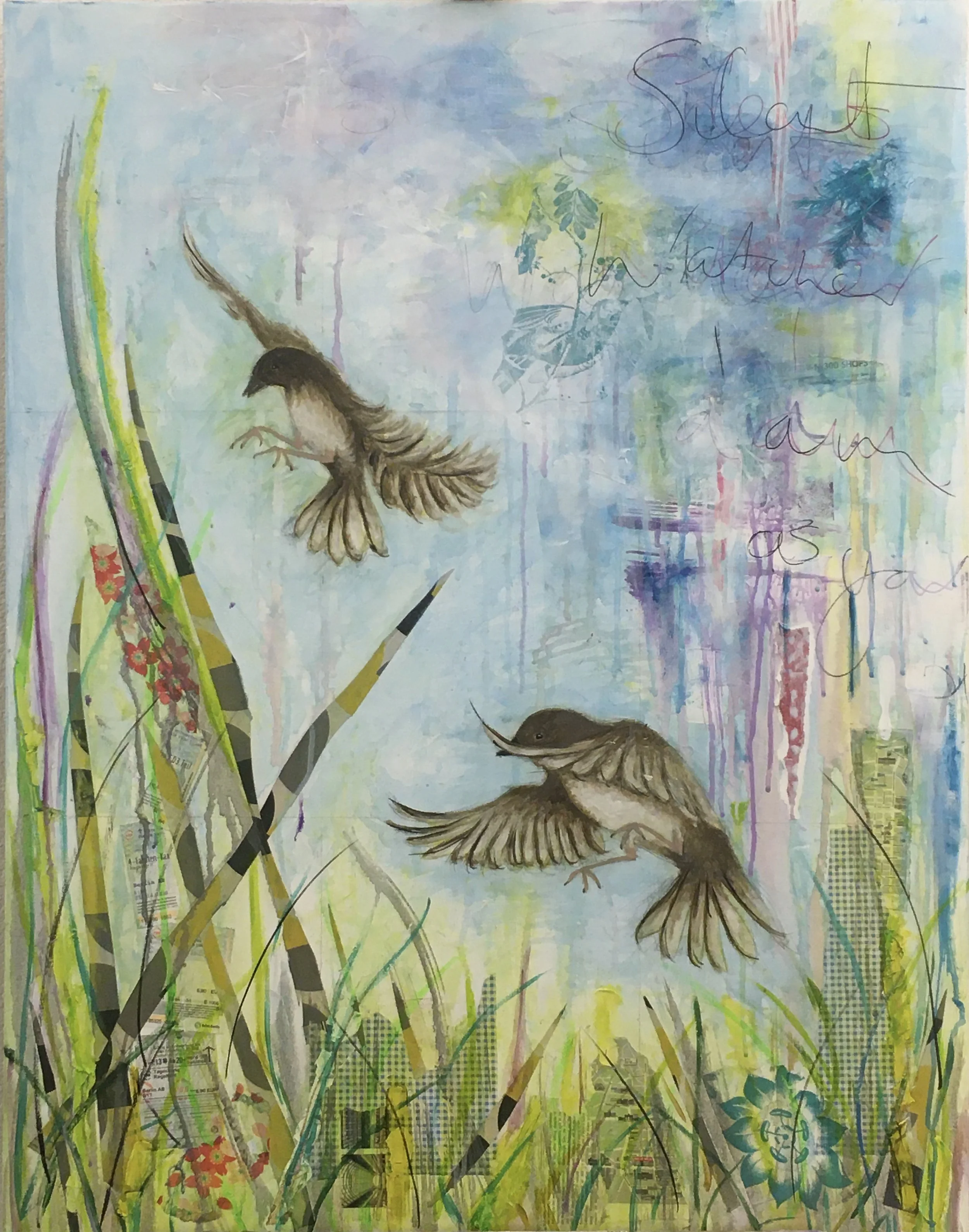 Silent Watcher, Acrylic and mixed media on canvas, 70x100cm , 2019