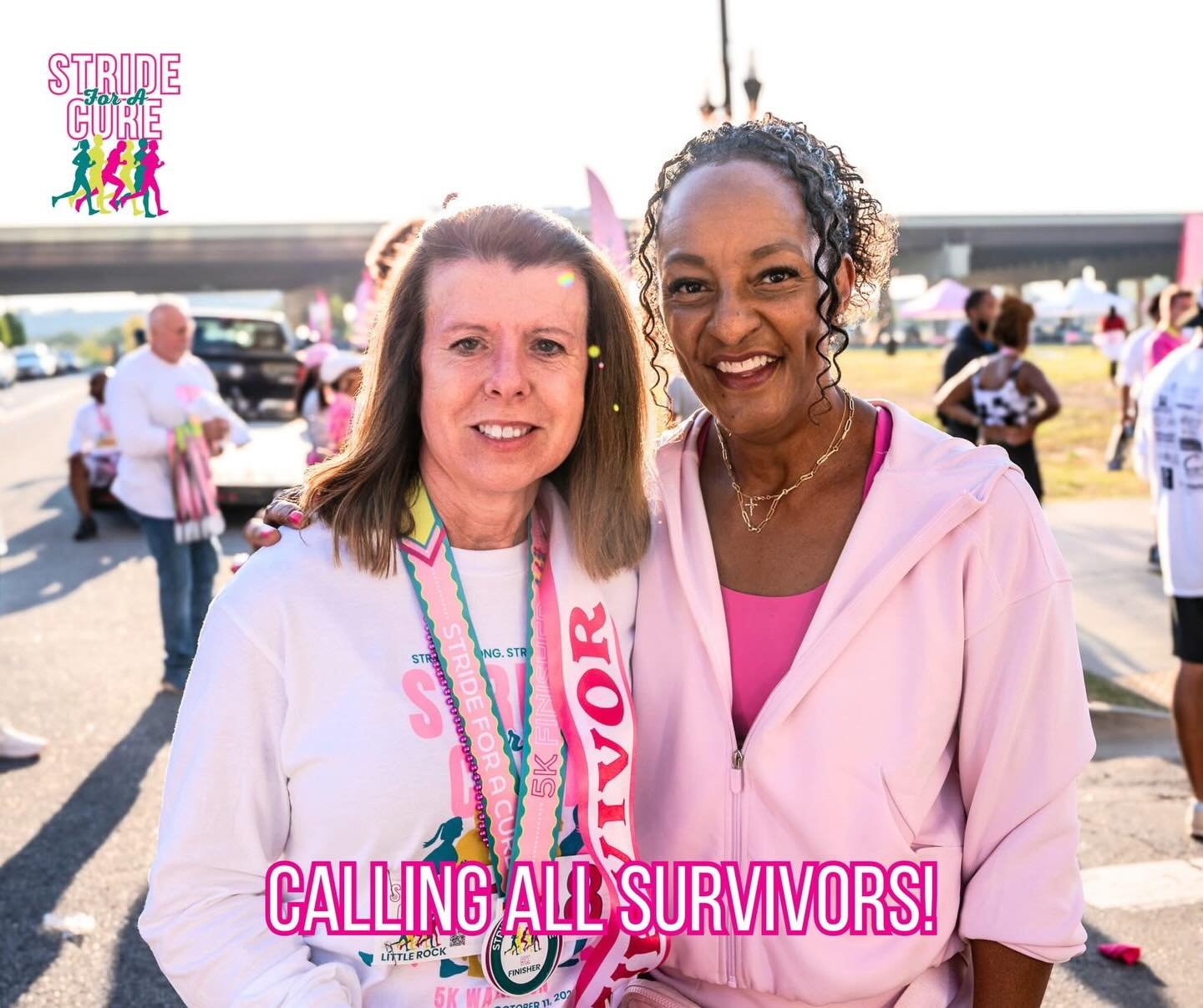 Calling all survivors! 

Every year, our community comes together for something bigger than a race.

Stride For A Cure exists to:

💗 raise awareness
💗 support breast cancer fighters and survivors
💗 strengthen our community

Behind every participan