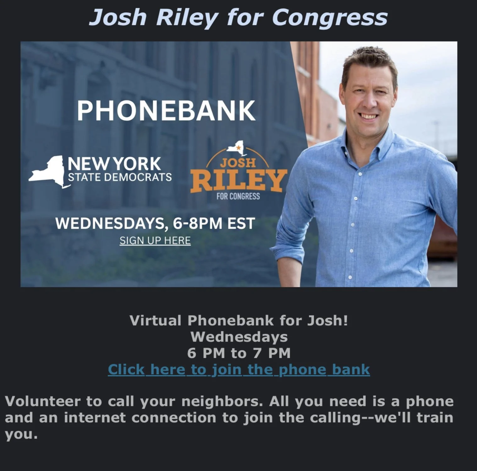 Virtual Phone Bank for Josh Riley 