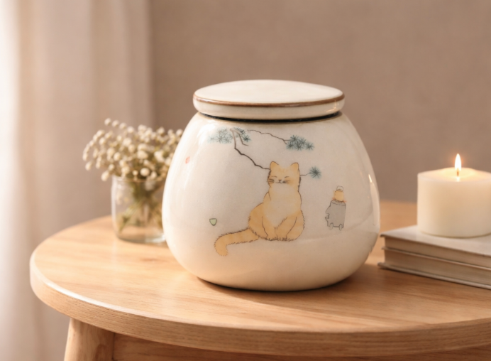 Quiet Meadow Cat Memorial Urn