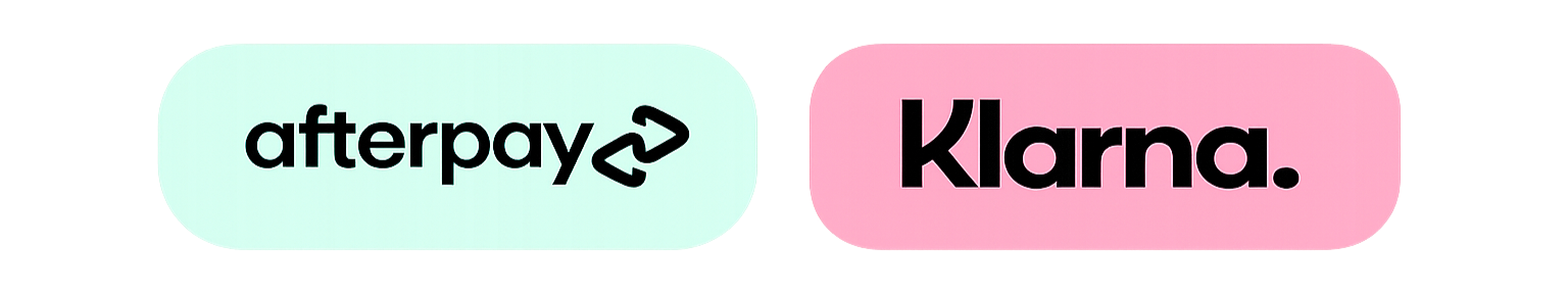 Logos of Afterpay and Klarna, two buy now, pay later payment services.