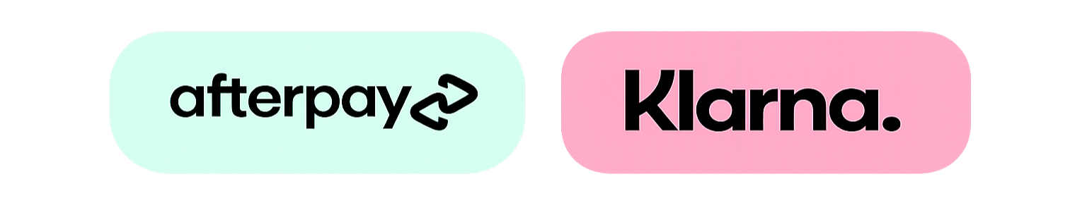Logos of Afterpay and Klarna, two payment service providers, side by side.