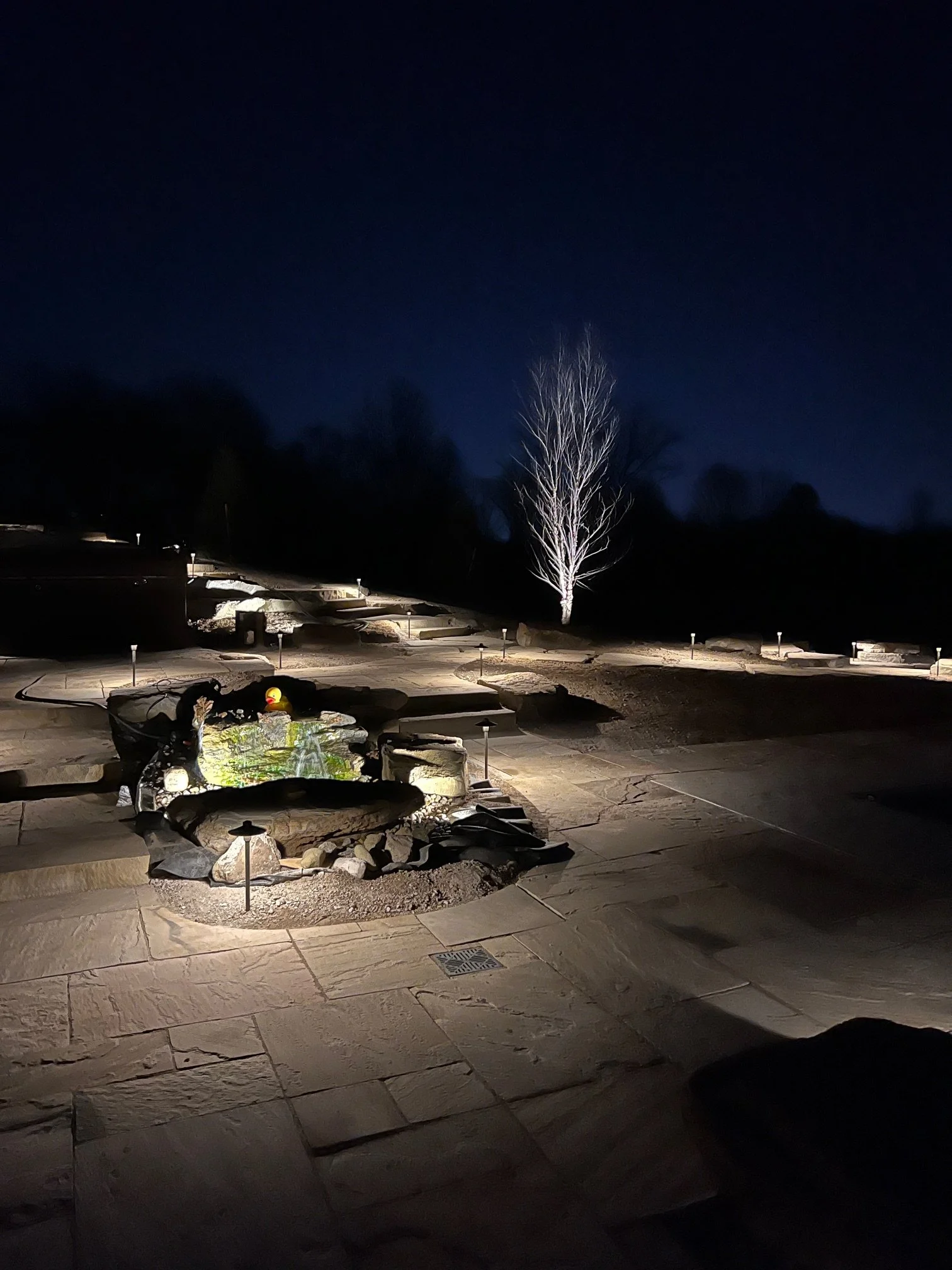 Hardscape lighting enhances appearance for property - Salupo Lawn sprinkling installs outdoor landscape lighting expertly