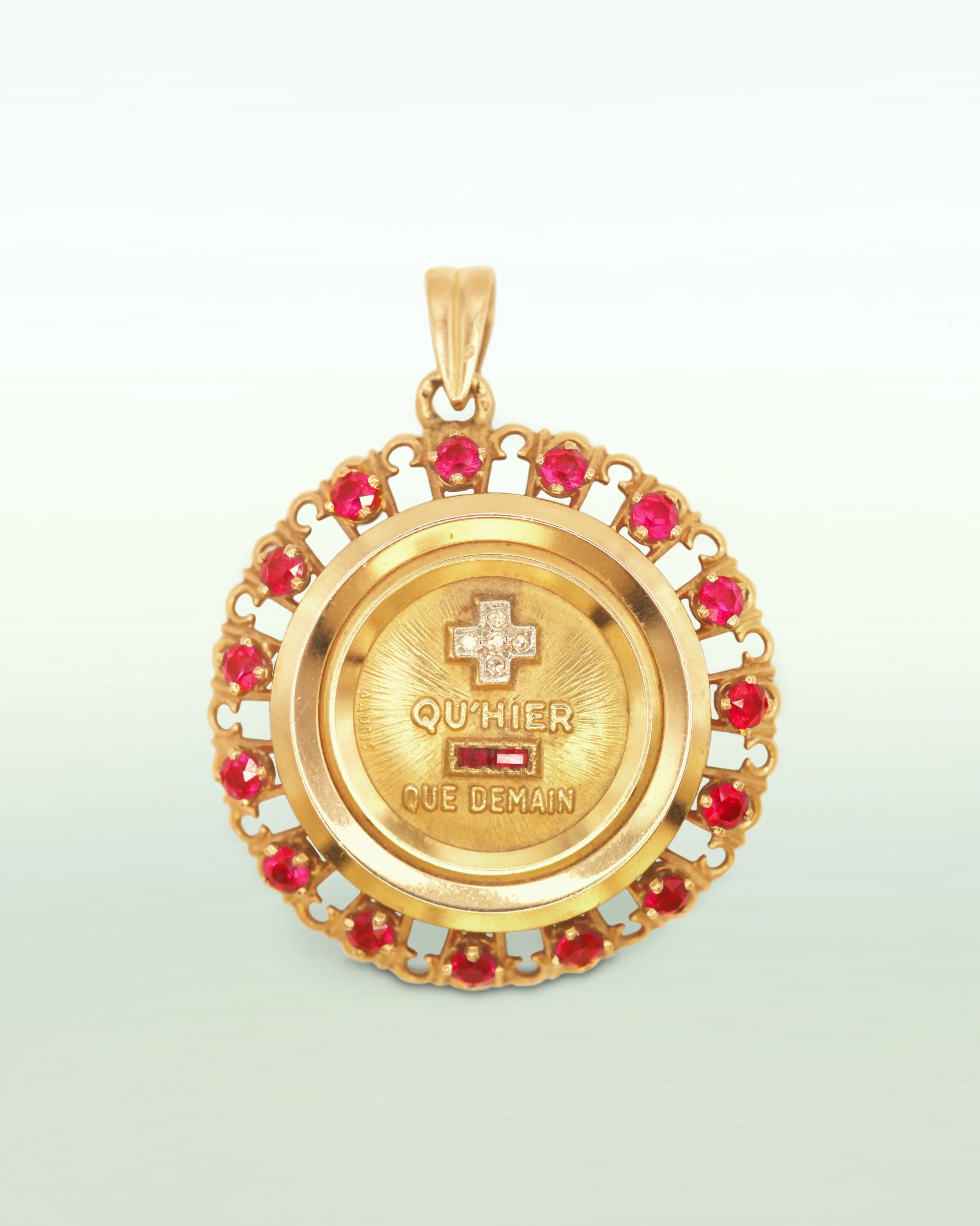 Augis “Plus Qu’Hier, Moins Que Demain” Ruby and Diamond Love Pendant