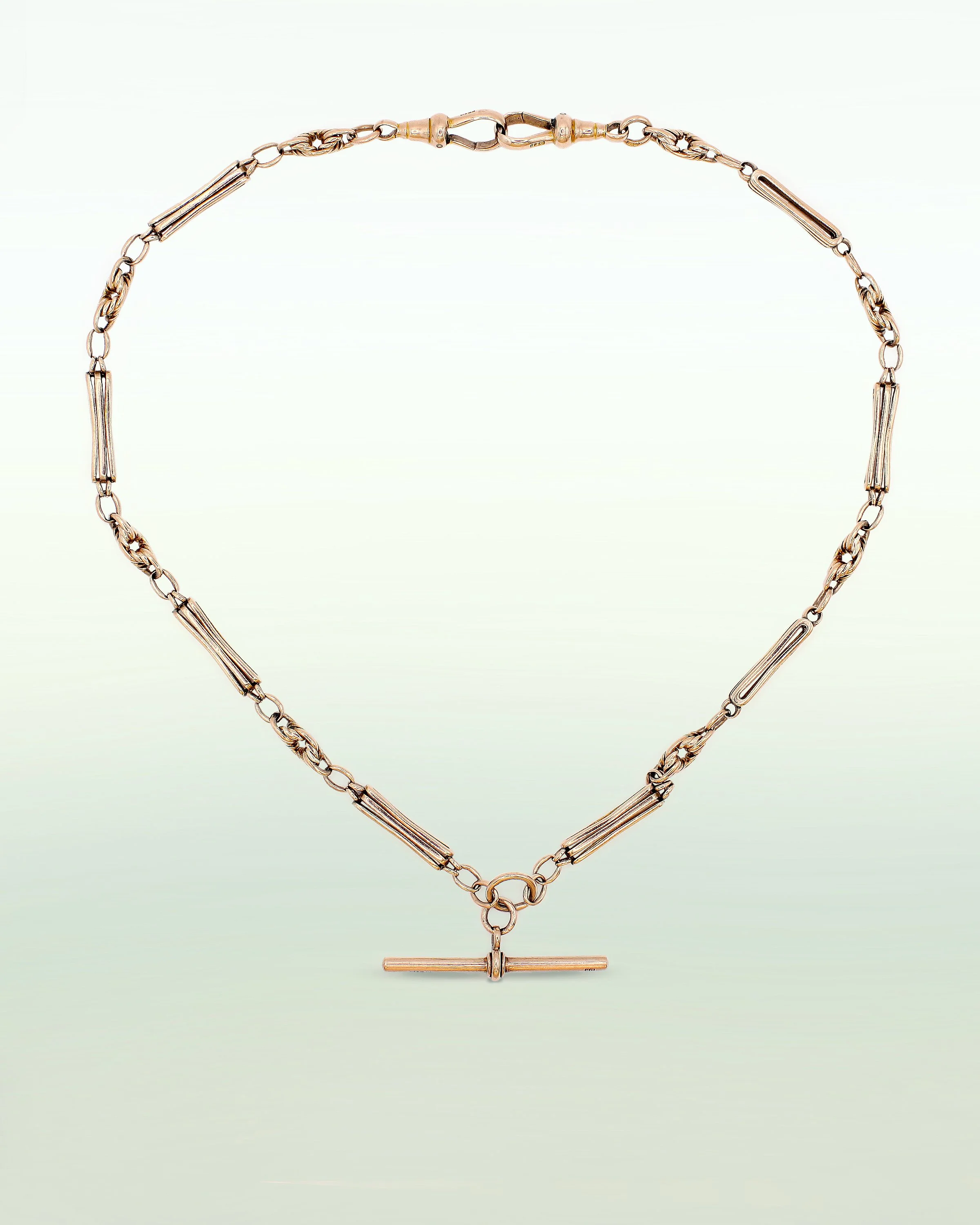 Victorian Gold Albert Chain with Lover’s Knot & T-Bar