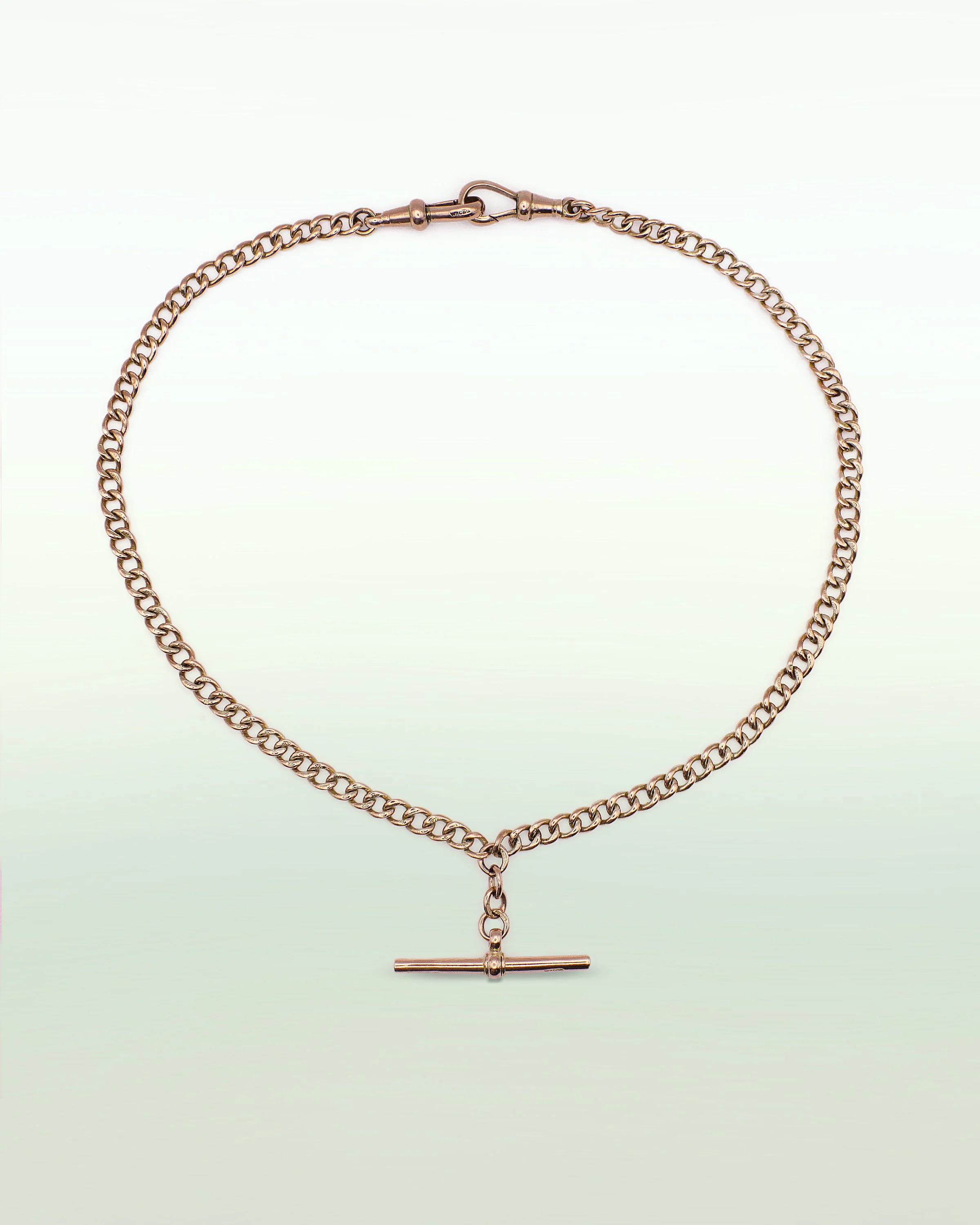 Art Deco Rose Gold Albert Chain with T-Bar