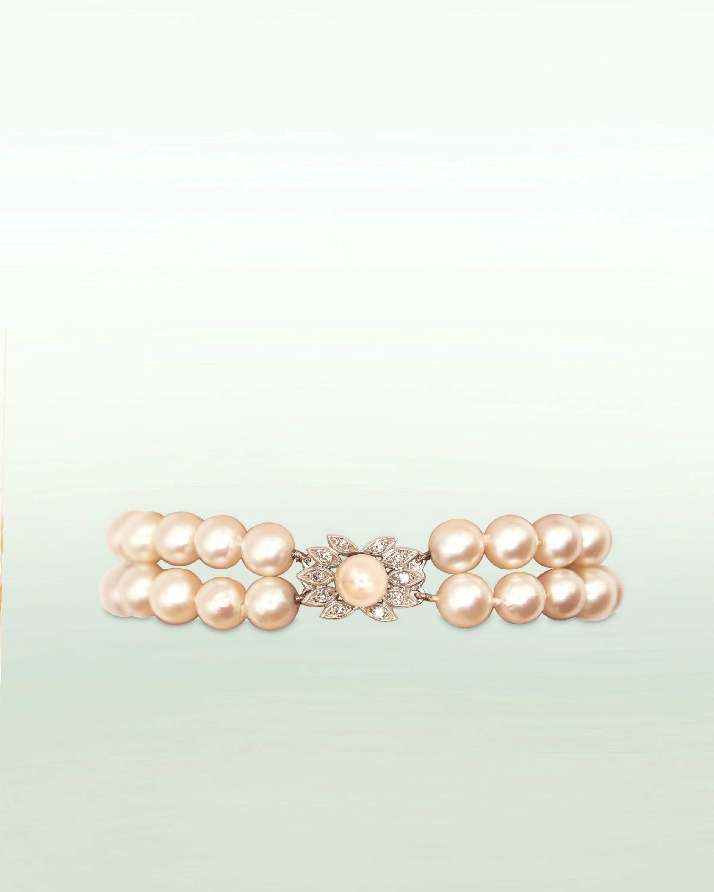 Antique double-row cultured pearl bracelet