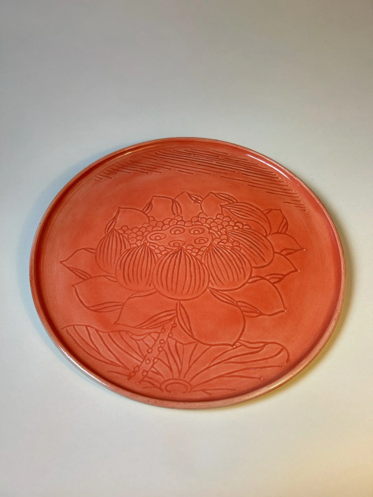 Lotus carved dinner plate