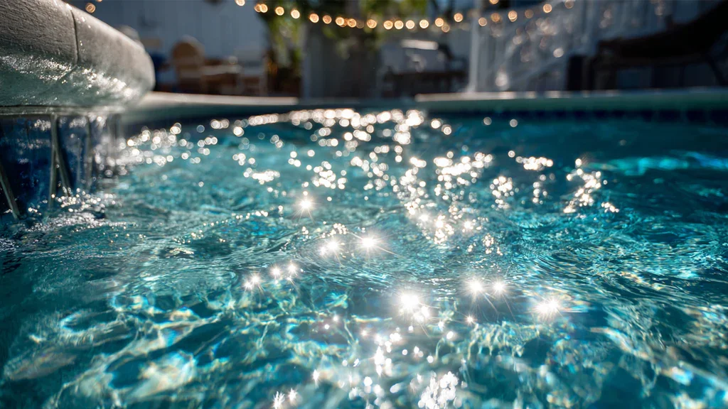 clear blue pool water with clean tile and walls Upland California pool cleaning service