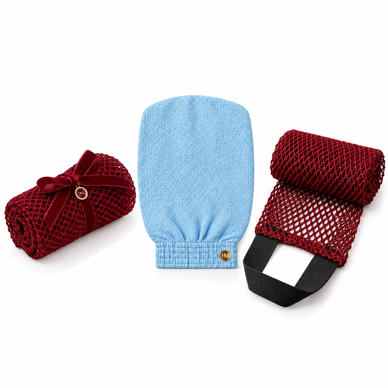 Burgundy Mesh and Blue Exfoliating Set.png