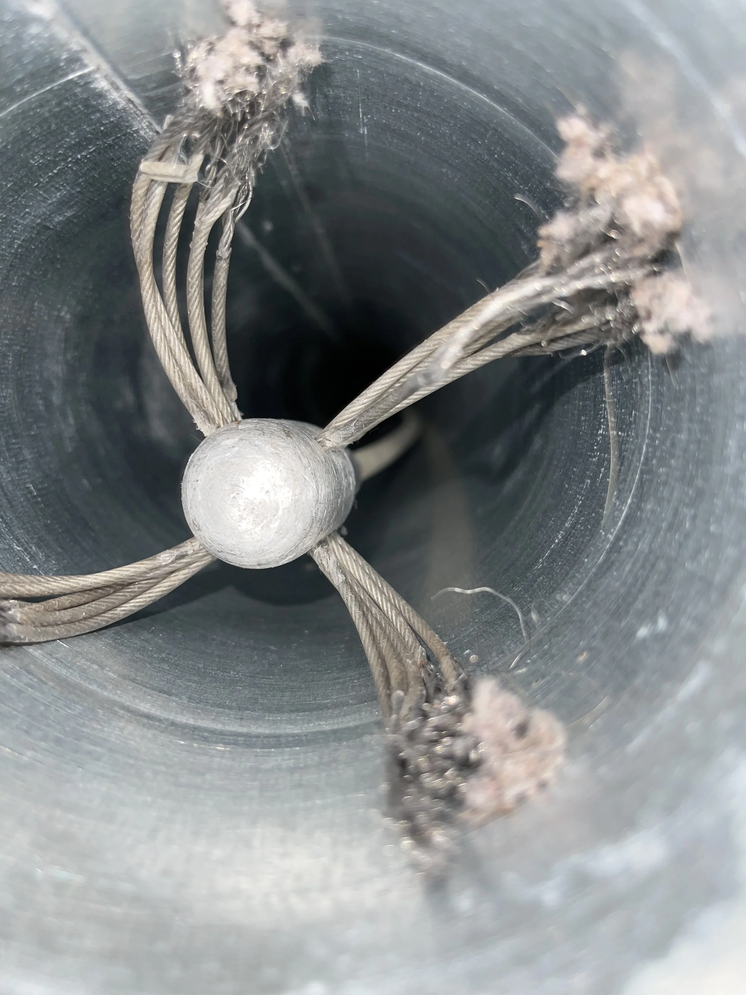 Dryer vent cleaning. Dryer duct after lint removal.